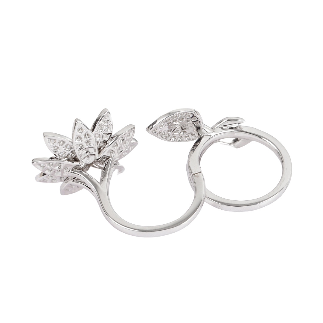VCRS005 18k White Gold diamond VCA Lotus Between the Finger ring - ccjewelryacc