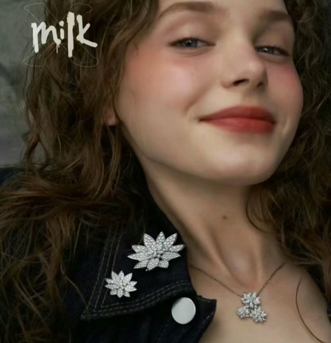 VCNS005 18K White Gold vca lotus Denpant Necklace earring 3 motif - ccjewelryacc