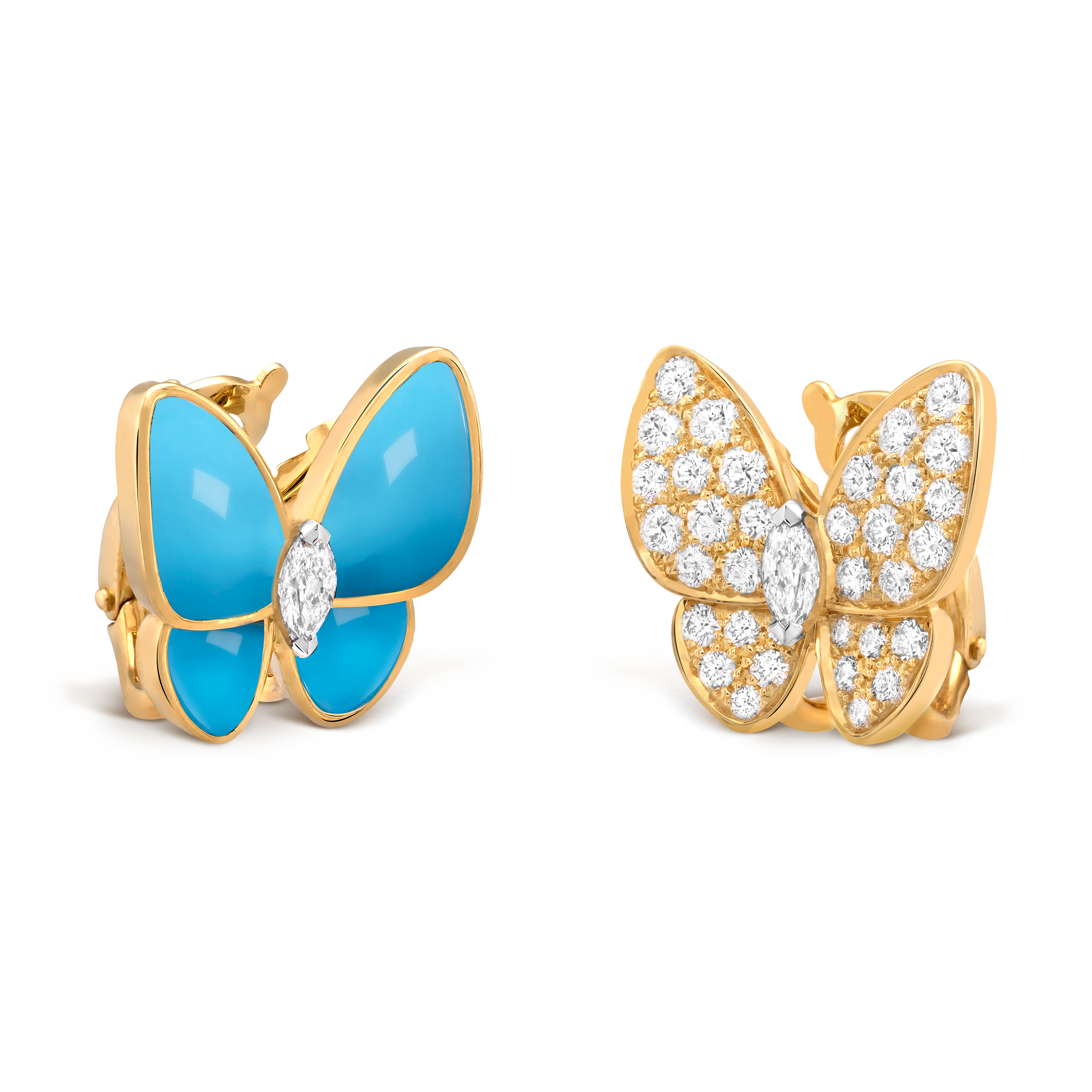 VCE005 Van cleef turquoise two butterfly earring clips - ccjewelryacc