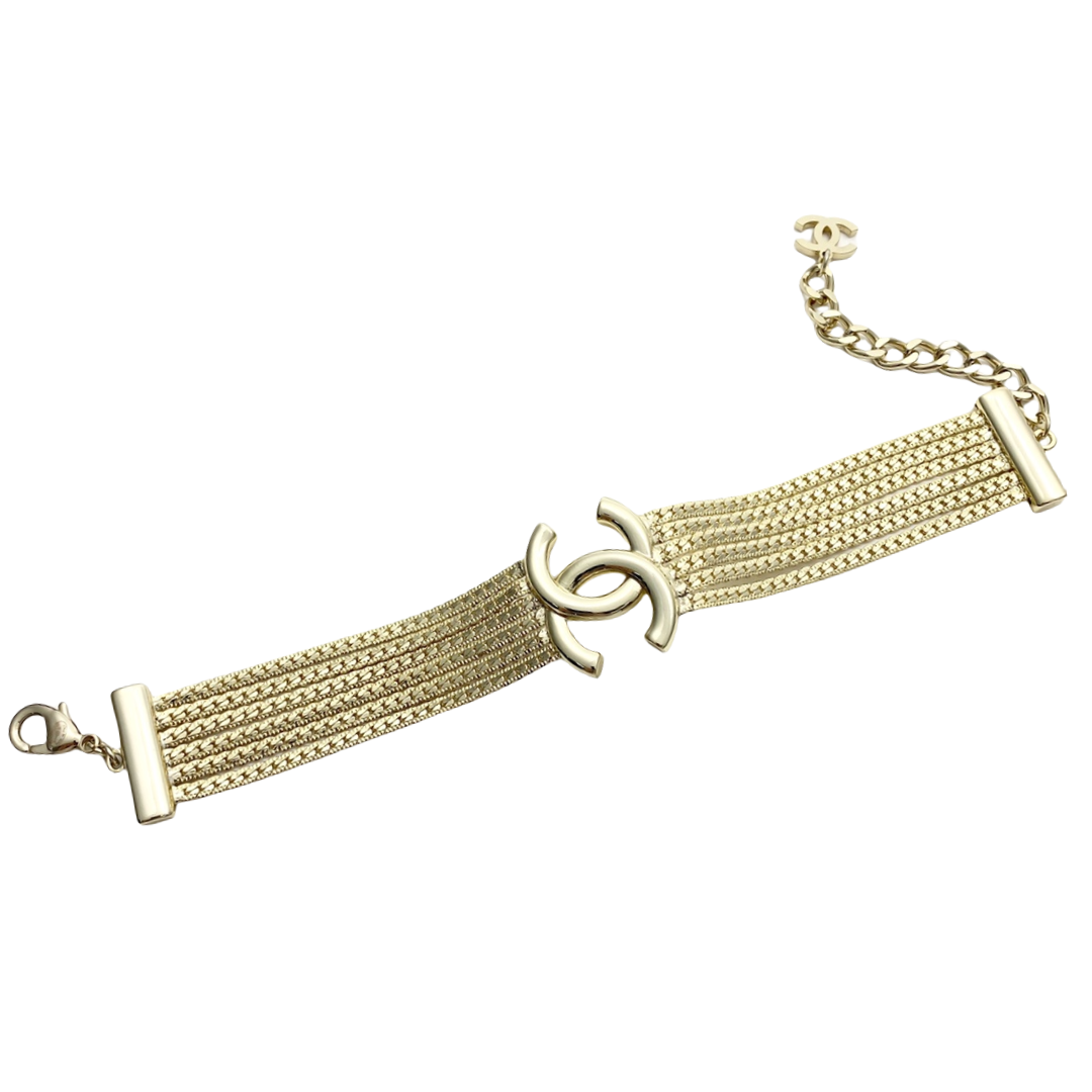 CCS191 Metal Multi-layer snake chain bracelet with cc logo - ccjewelryacc