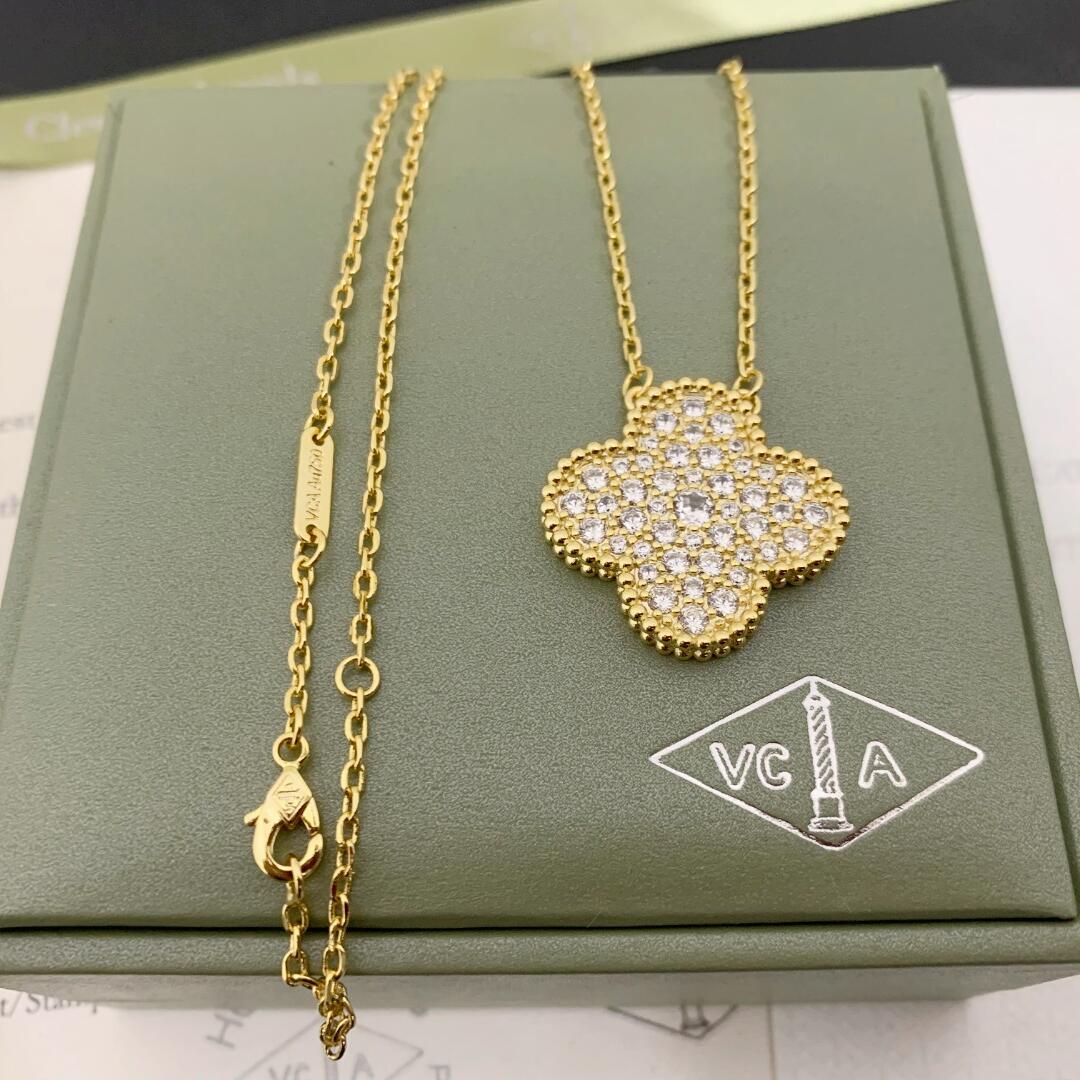 VCN030 20mm Magic Alhambra diamond pendant necklace - ccjewelryacc