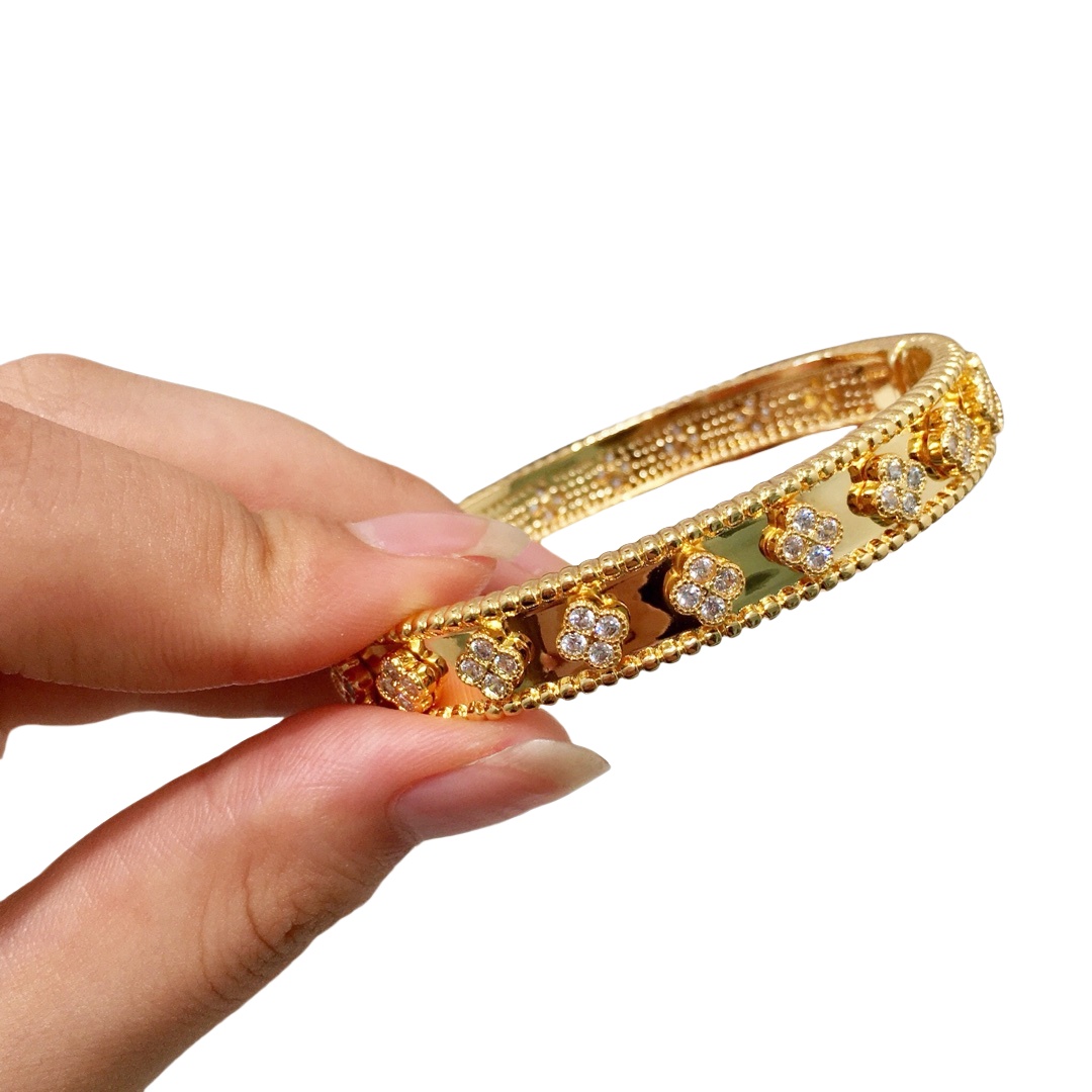 VCS012 Perlée clovers bangle bracelet - ccjewelryacc