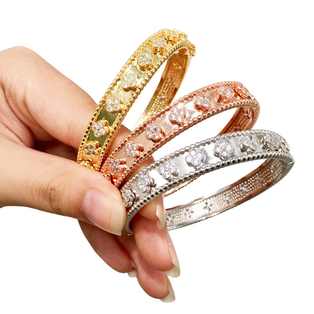 VCS012 Perlée clovers bangle bracelet - ccjewelryacc