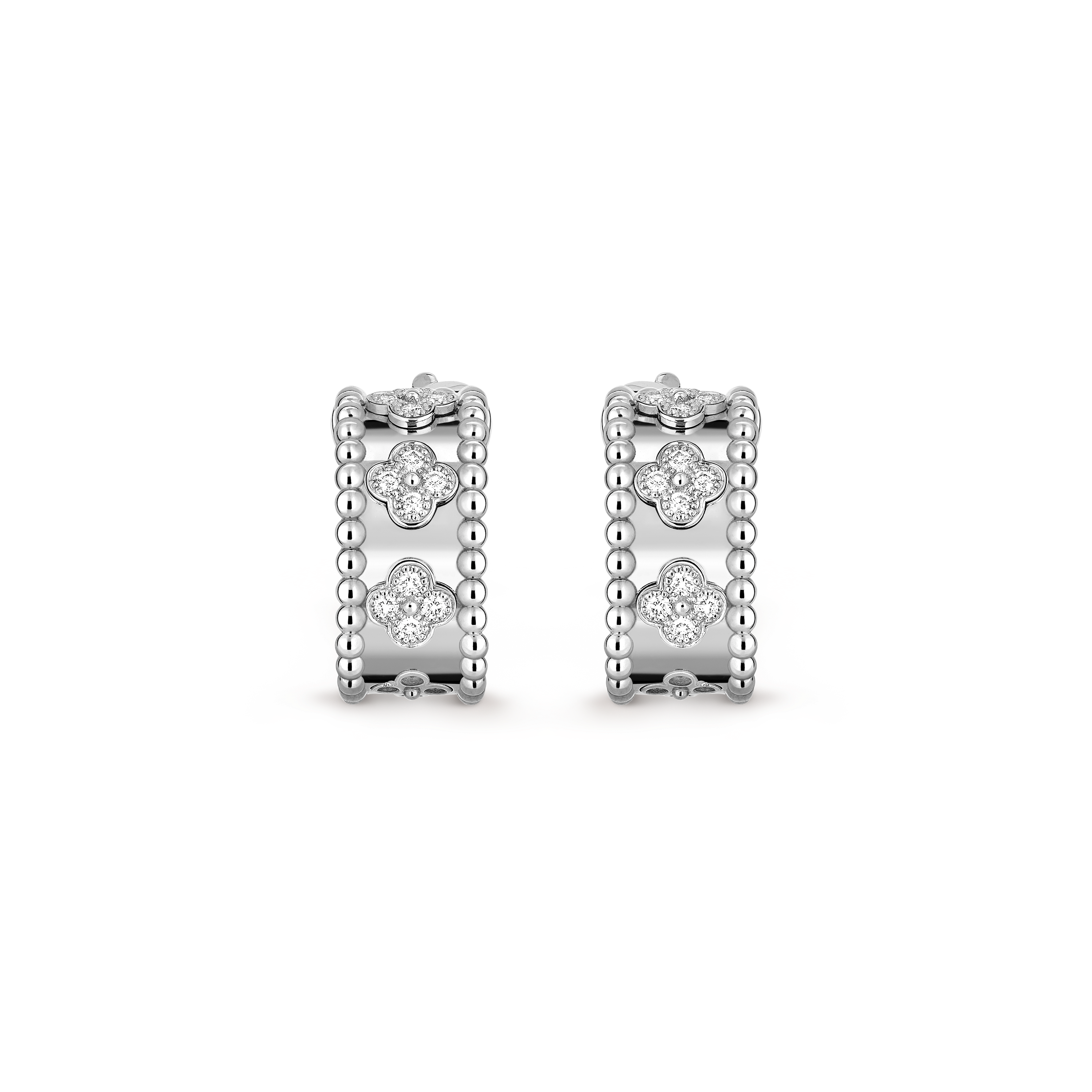 VCES001 S925 Sterling Silver and diamond Perlee clovers hook Earring clip - ccjewelryacc