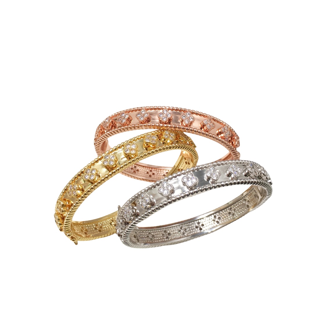 VCS012 Perlée clovers bangle bracelet - ccjewelryacc