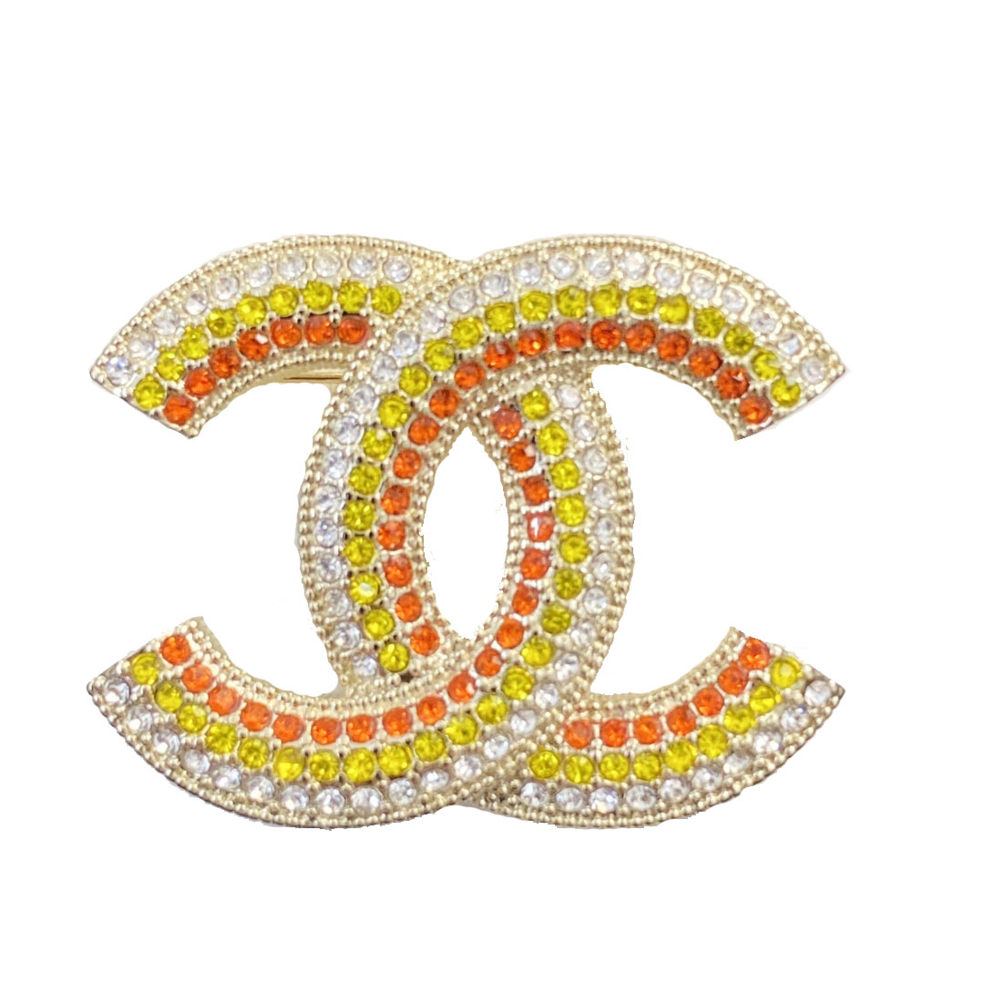 BCB371 Full crystal CC rainbow brooch - ccjewelryacc