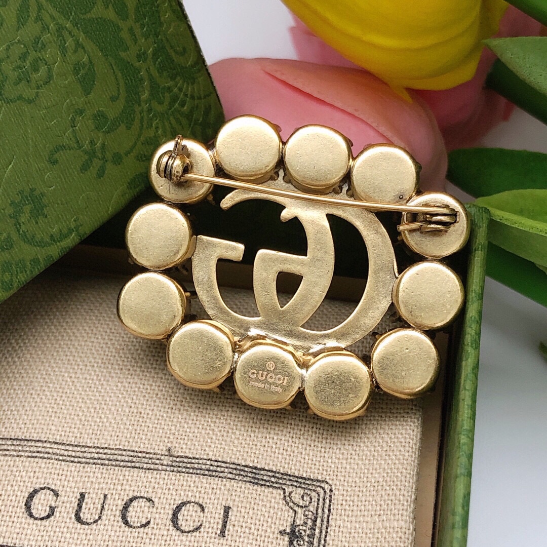 GGB009 GG Logo Pearl brooch pin - ccjewelryacc