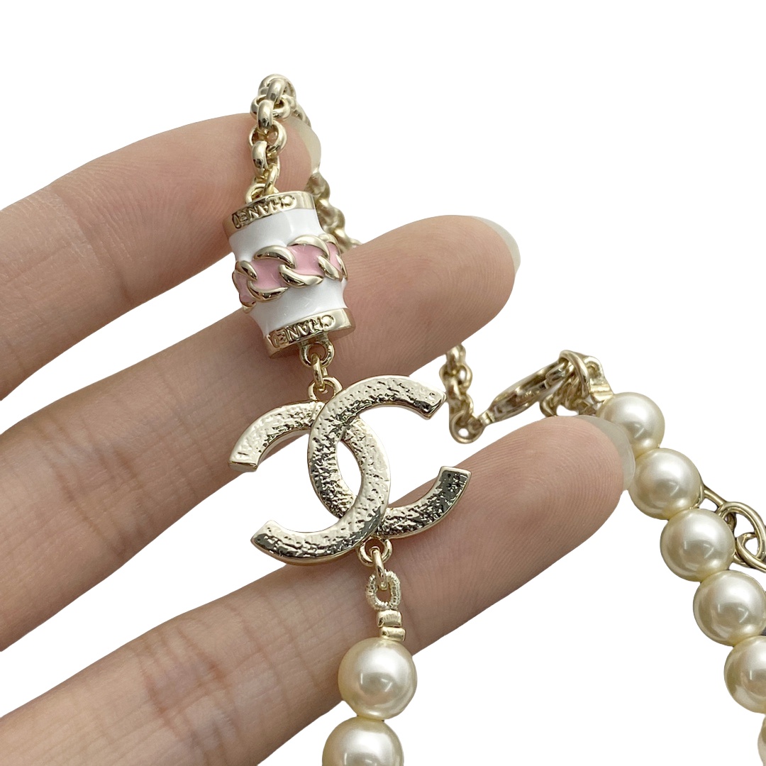 CCN556 Pearl and enamel choker necklace - ccjewelryacc