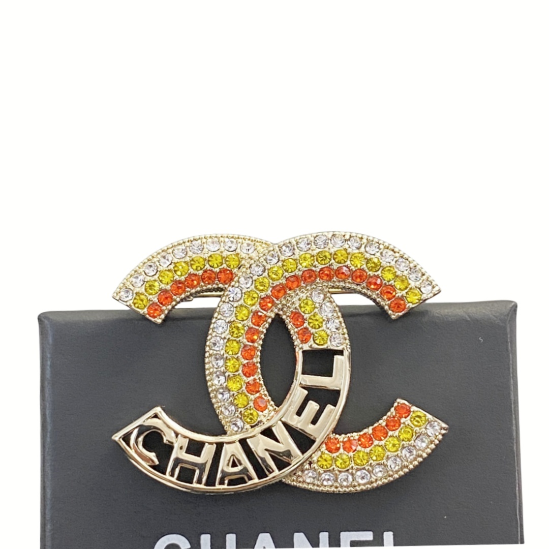 BCB371 Full crystal CC rainbow brooch - ccjewelryacc