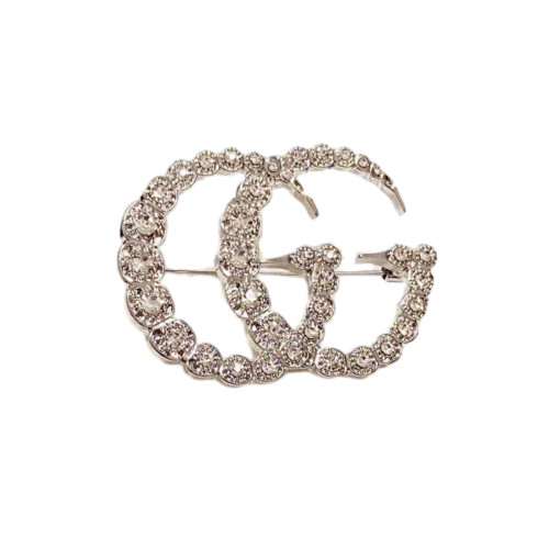 GGB047 Rhinestone GG Logo Brooch - ccjewelryacc