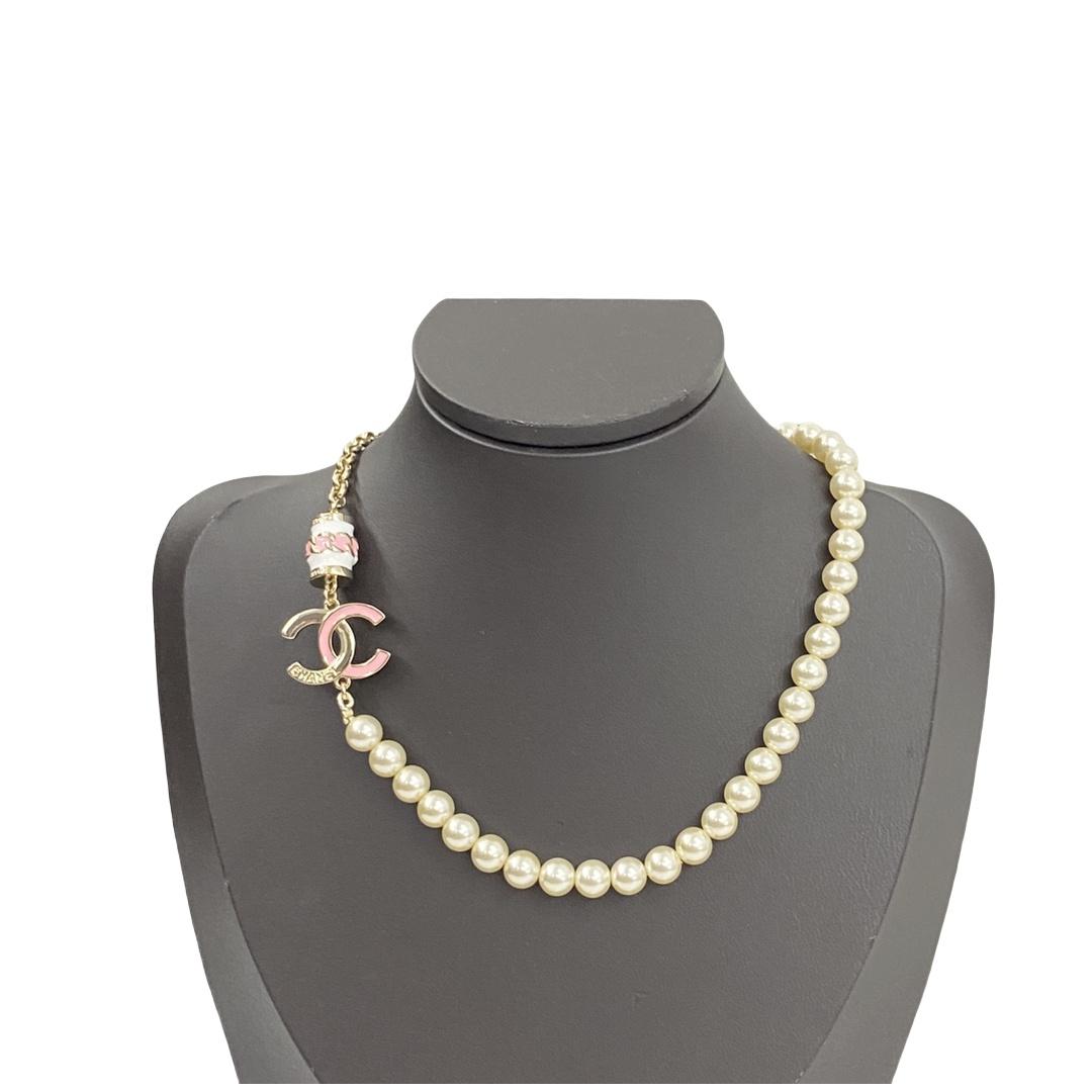 CCN556 Pearl and enamel choker necklace - ccjewelryacc