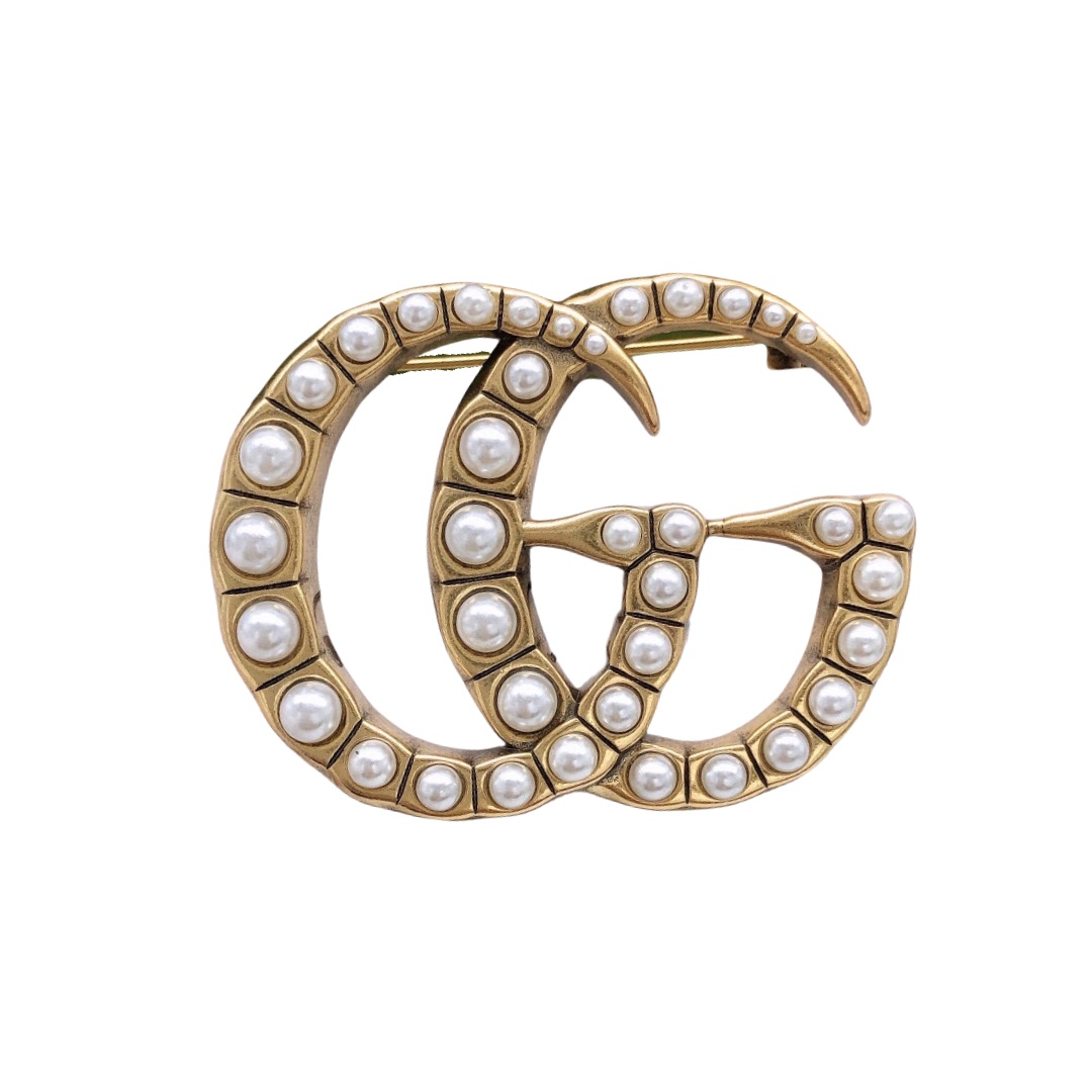 GGB002 2022 Vintage GG Pearl brooch pin - ccjewelryacc