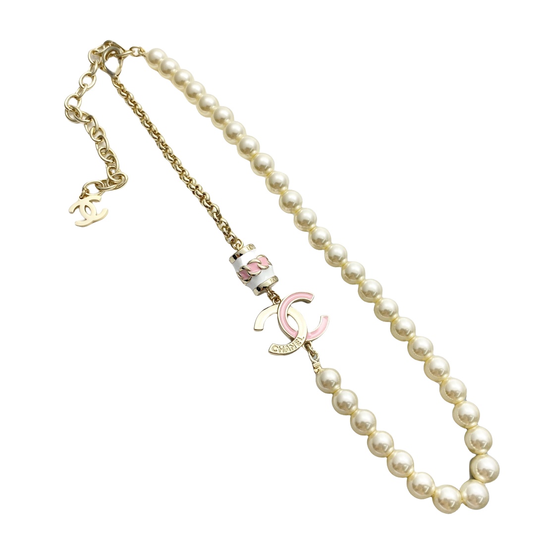 CCN556 Pearl and enamel choker necklace - ccjewelryacc