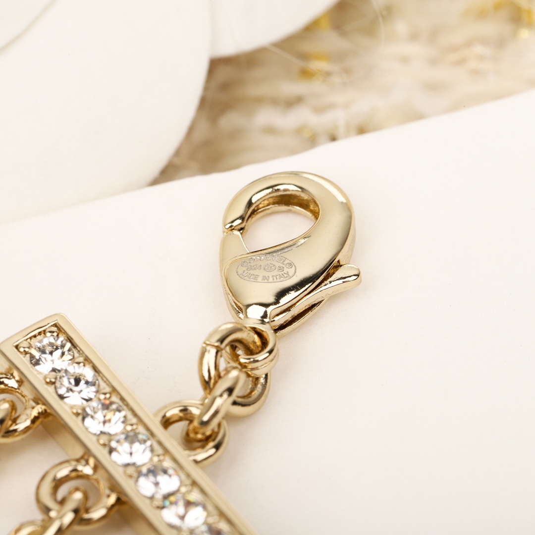 CCN555 3 layer Metal chain bow cc logo choker necklace - ccjewelryacc