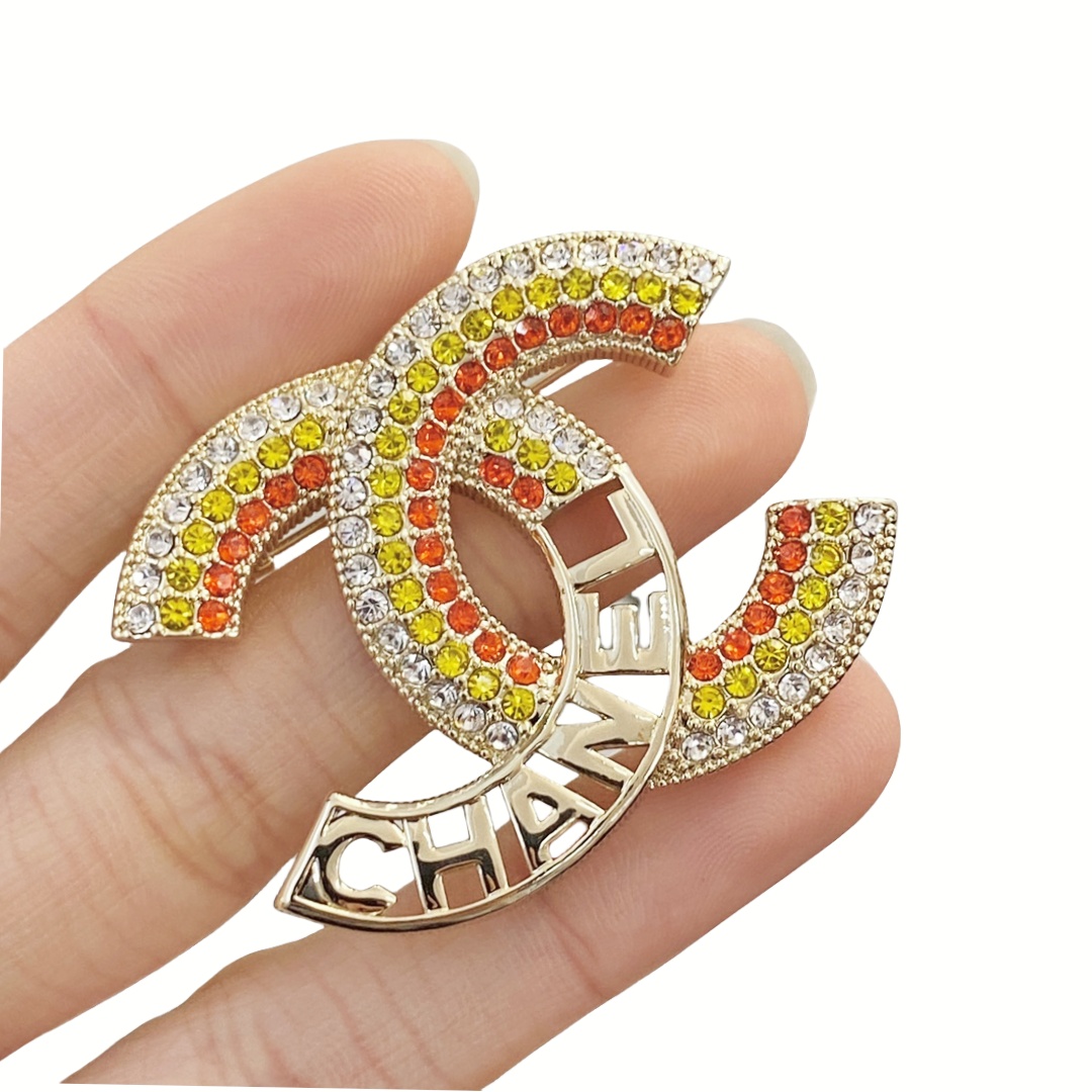 BCB371 Full crystal CC rainbow brooch - ccjewelryacc