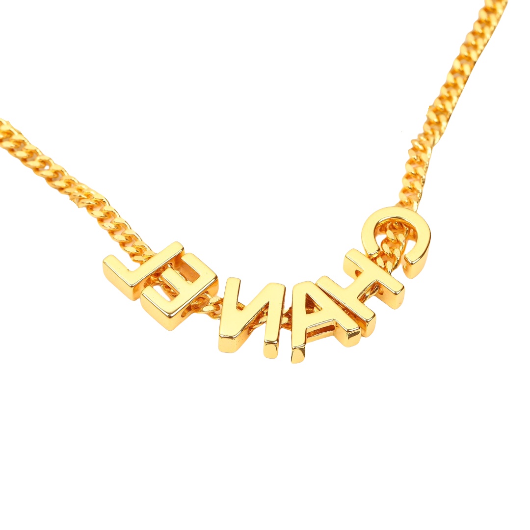 CCN557 Metal Vintage c h a n e l letter choker necklace - ccjewelryacc