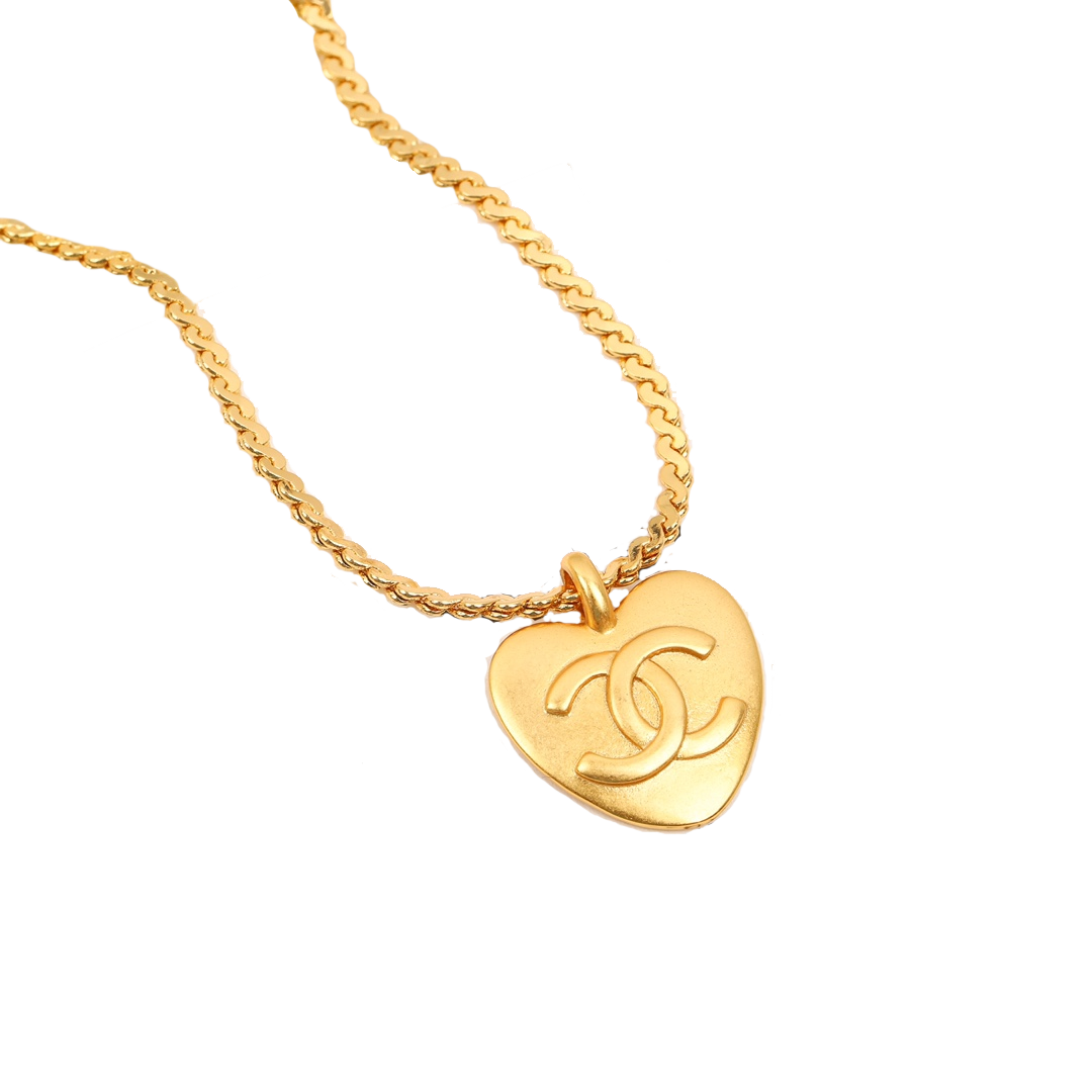 CCN558 Metal Vintage c h a n e l Heart pendant necklace - ccjewelryacc