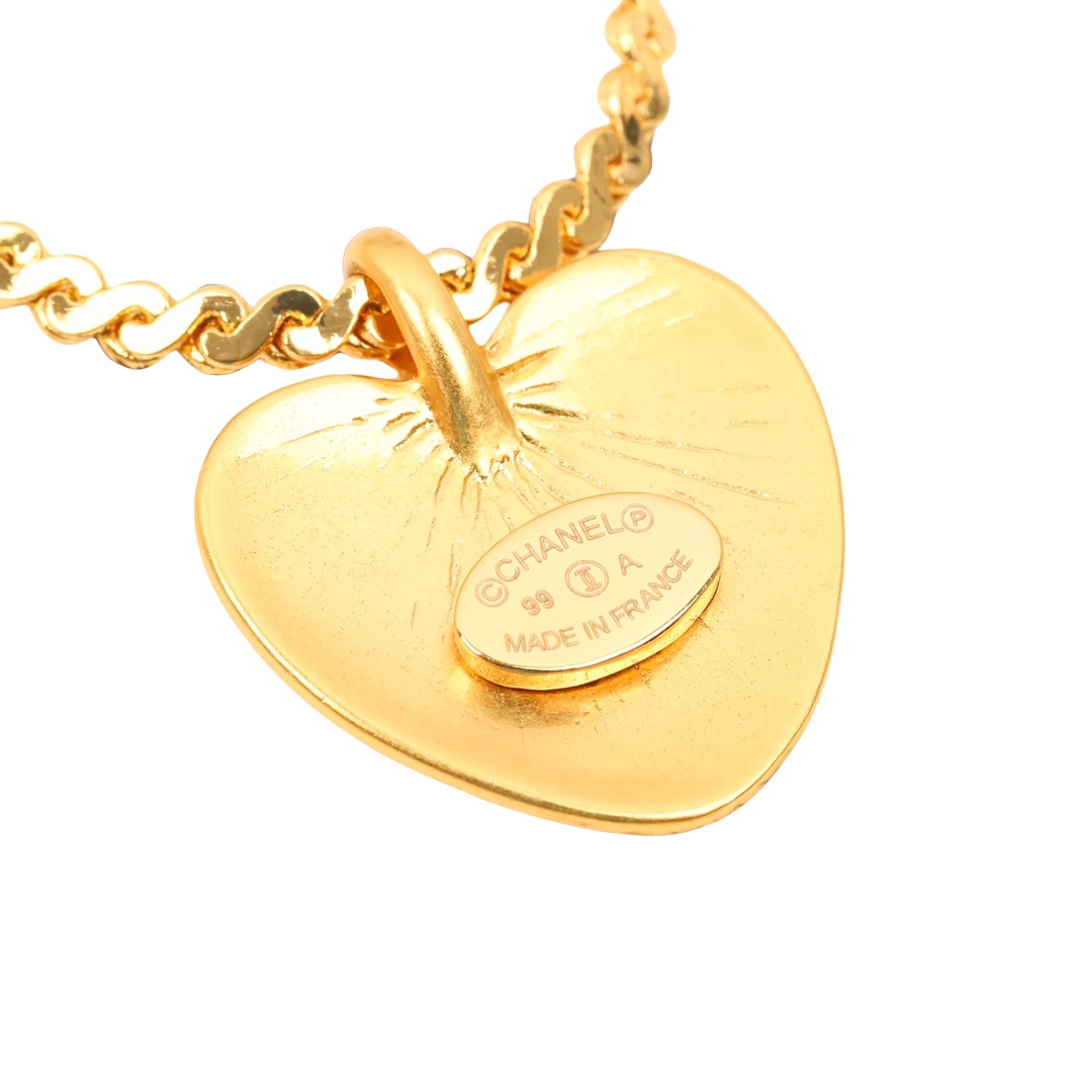 CCN558 Metal Vintage c h a n e l Heart pendant necklace - ccjewelryacc