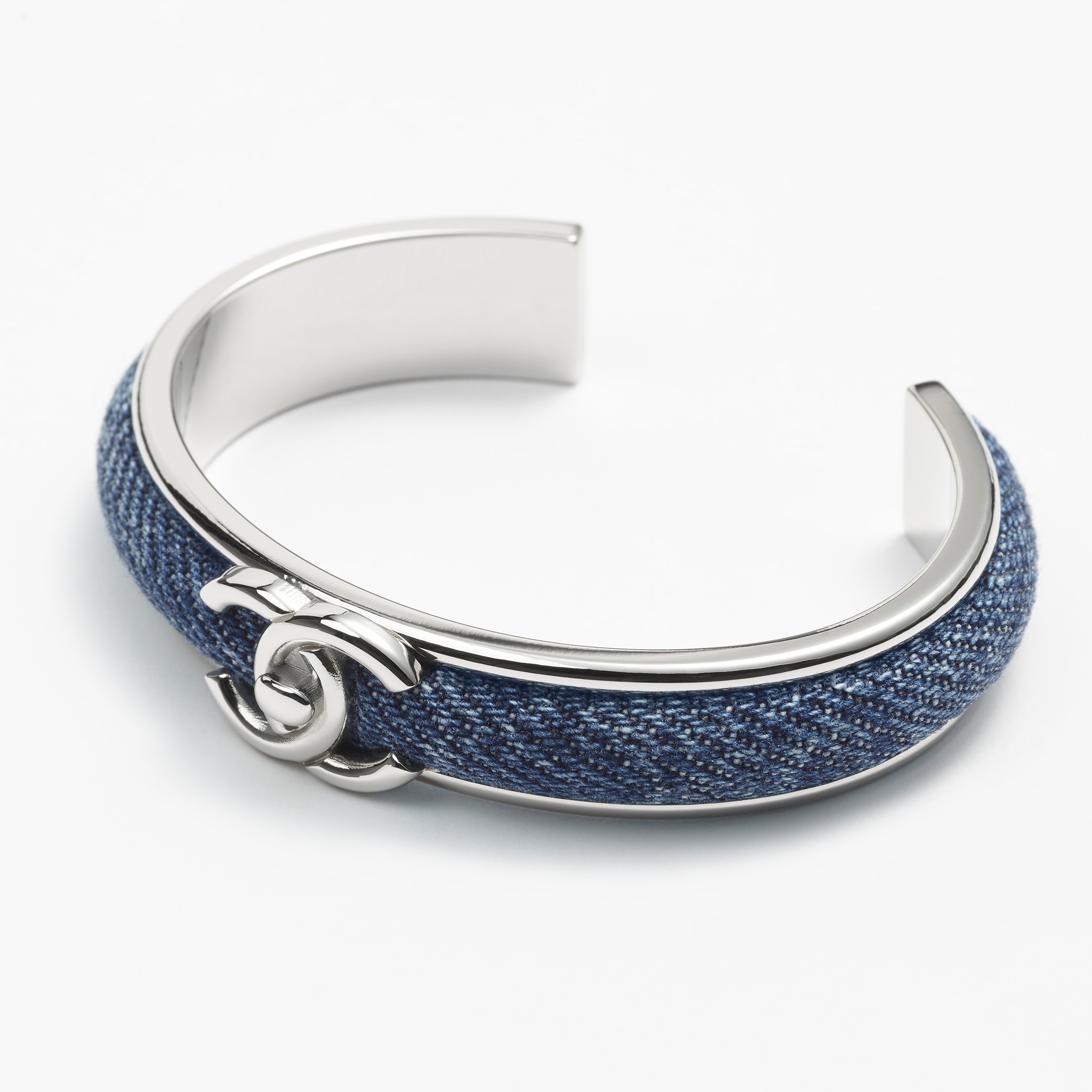 CCS193 Denim blue CC bracelet cuff Metal Cotton - ccjewelryacc