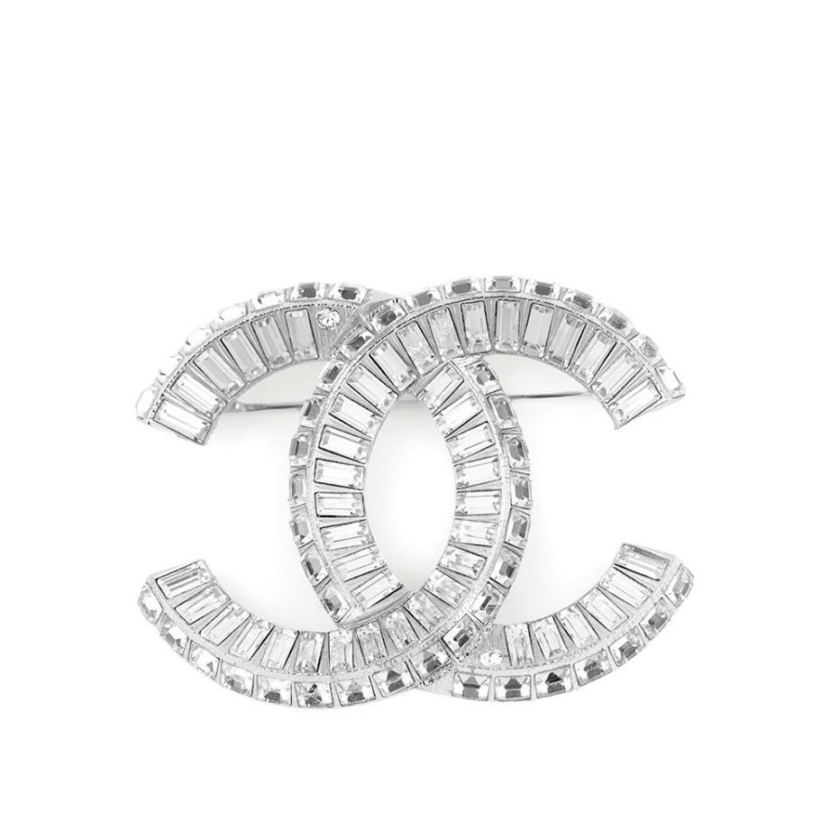 BCB092 Full Square Rhinestone CC logo Brooch Pin - ccfashionjewelry