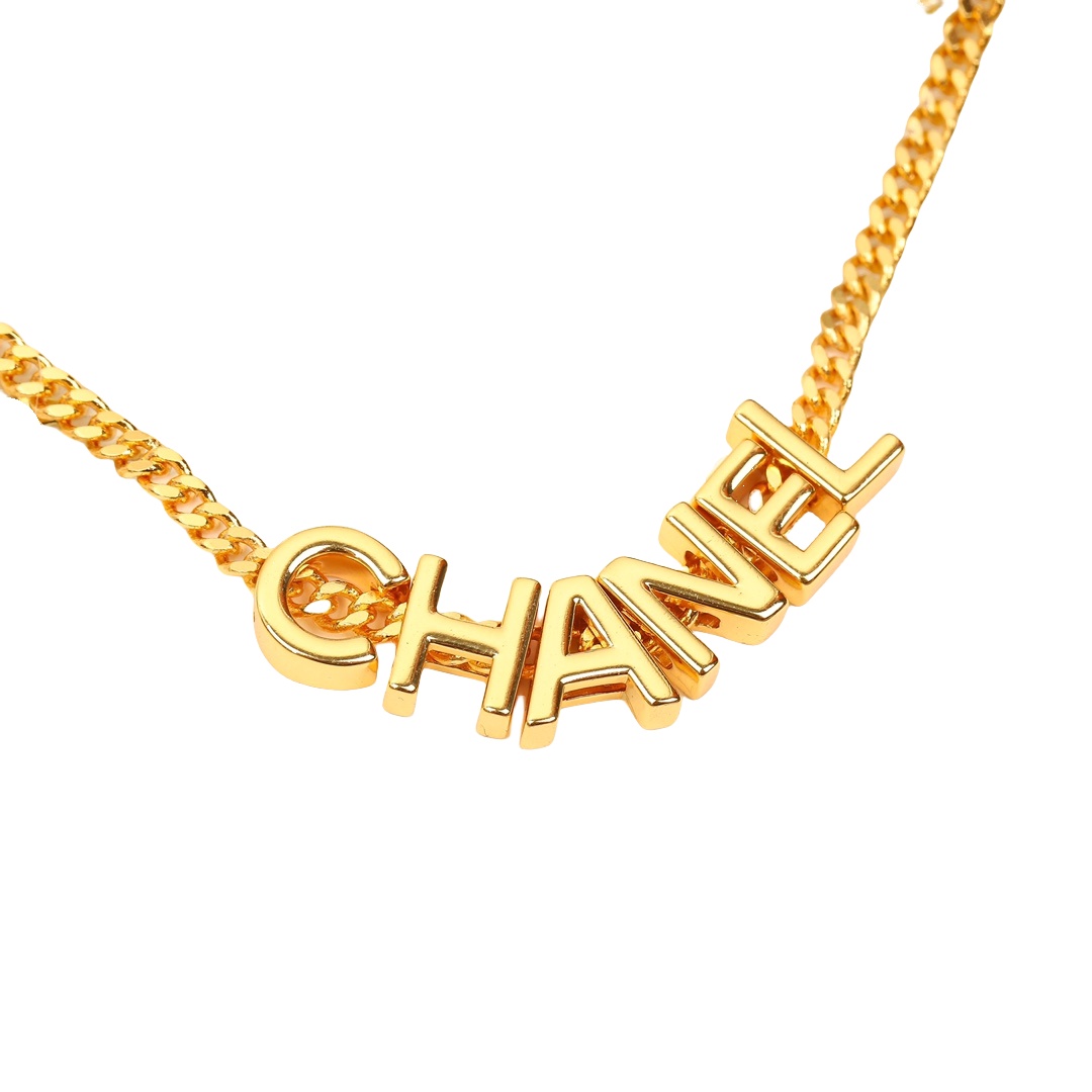 CCN557 Metal Vintage c h a n e l letter choker necklace - ccjewelryacc