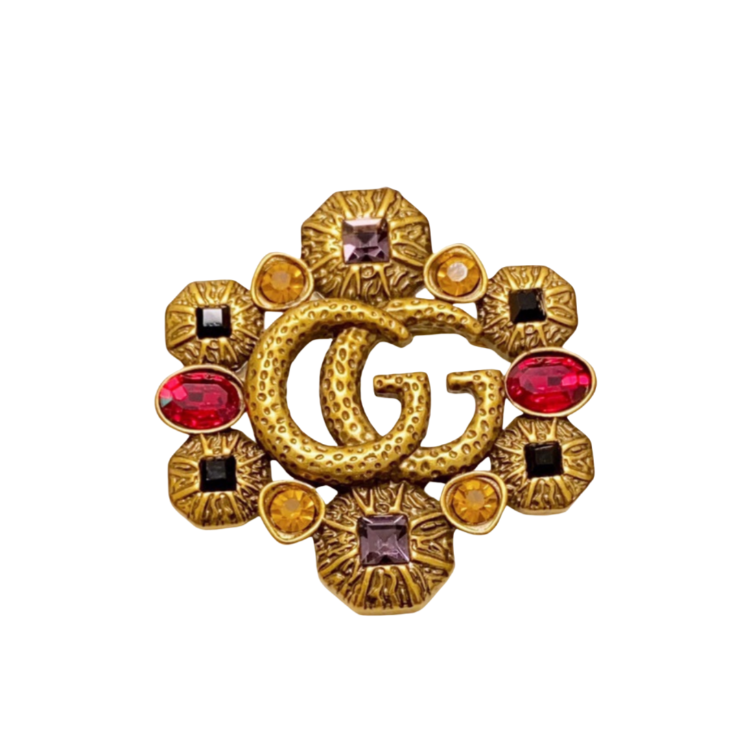 GGB016 Vintage gemstone GG brooch pin - ccjewelryacc