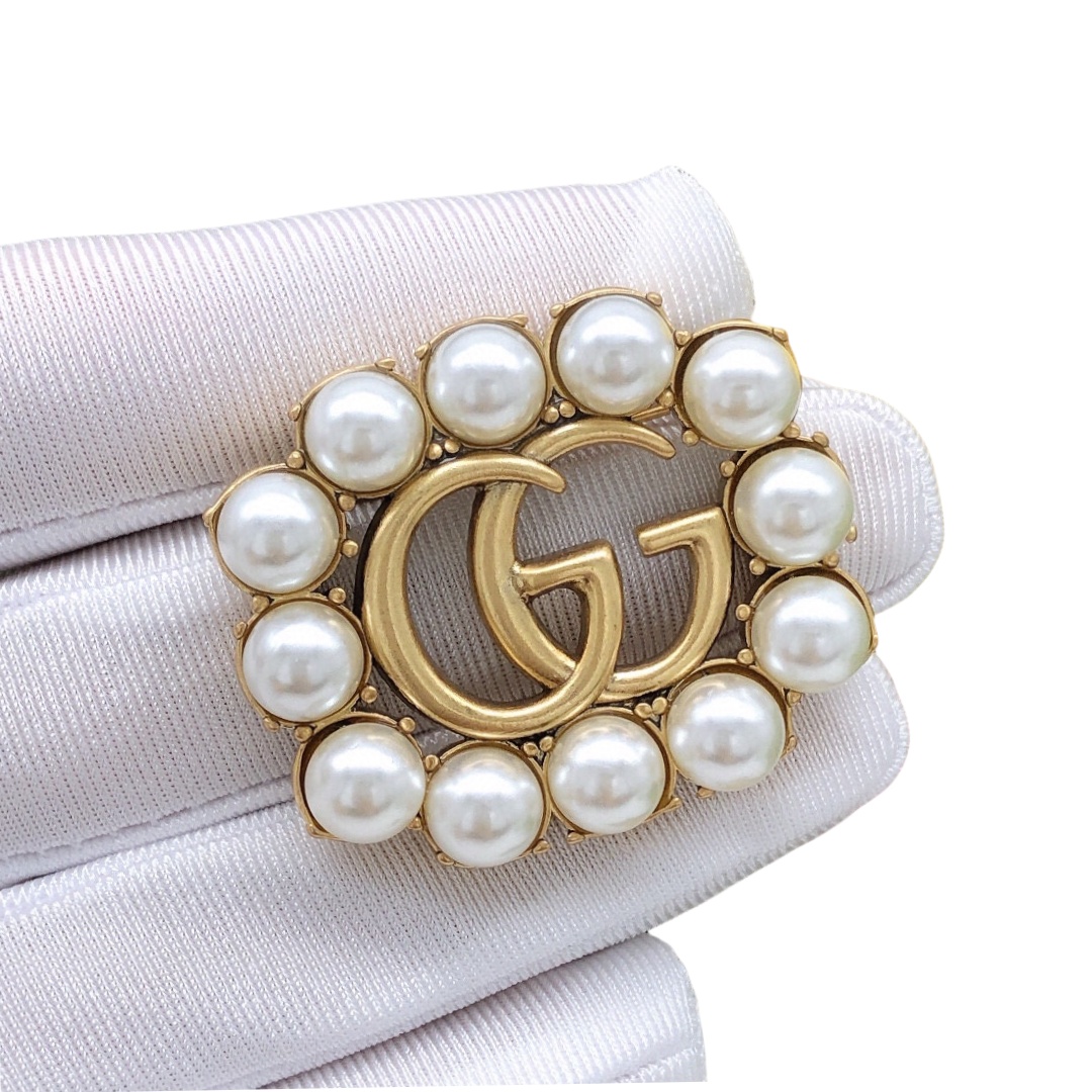 GGB009 GG Logo Pearl brooch pin - ccjewelryacc