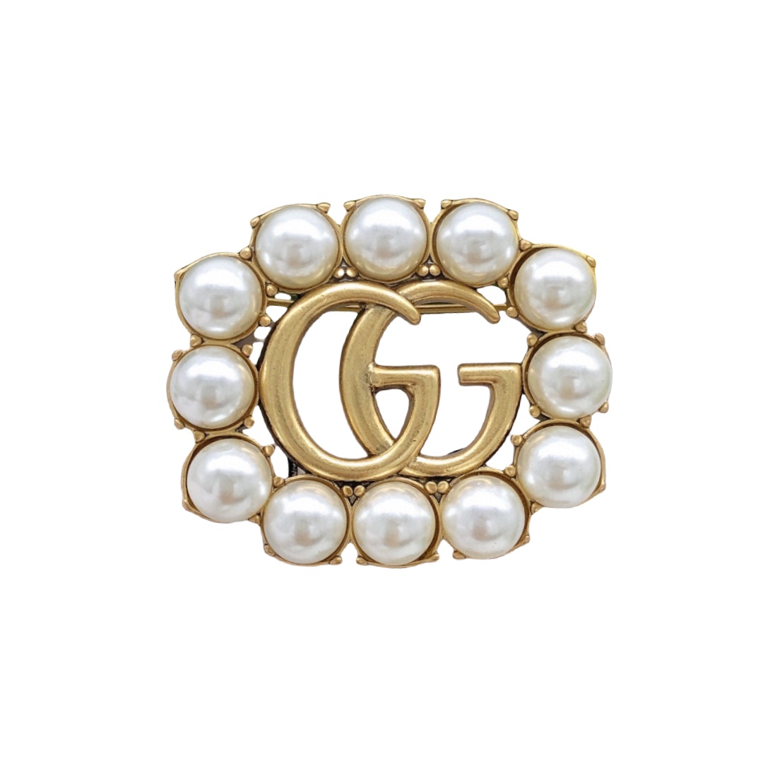 GGB009 GG Logo Pearl brooch pin - ccjewelryacc