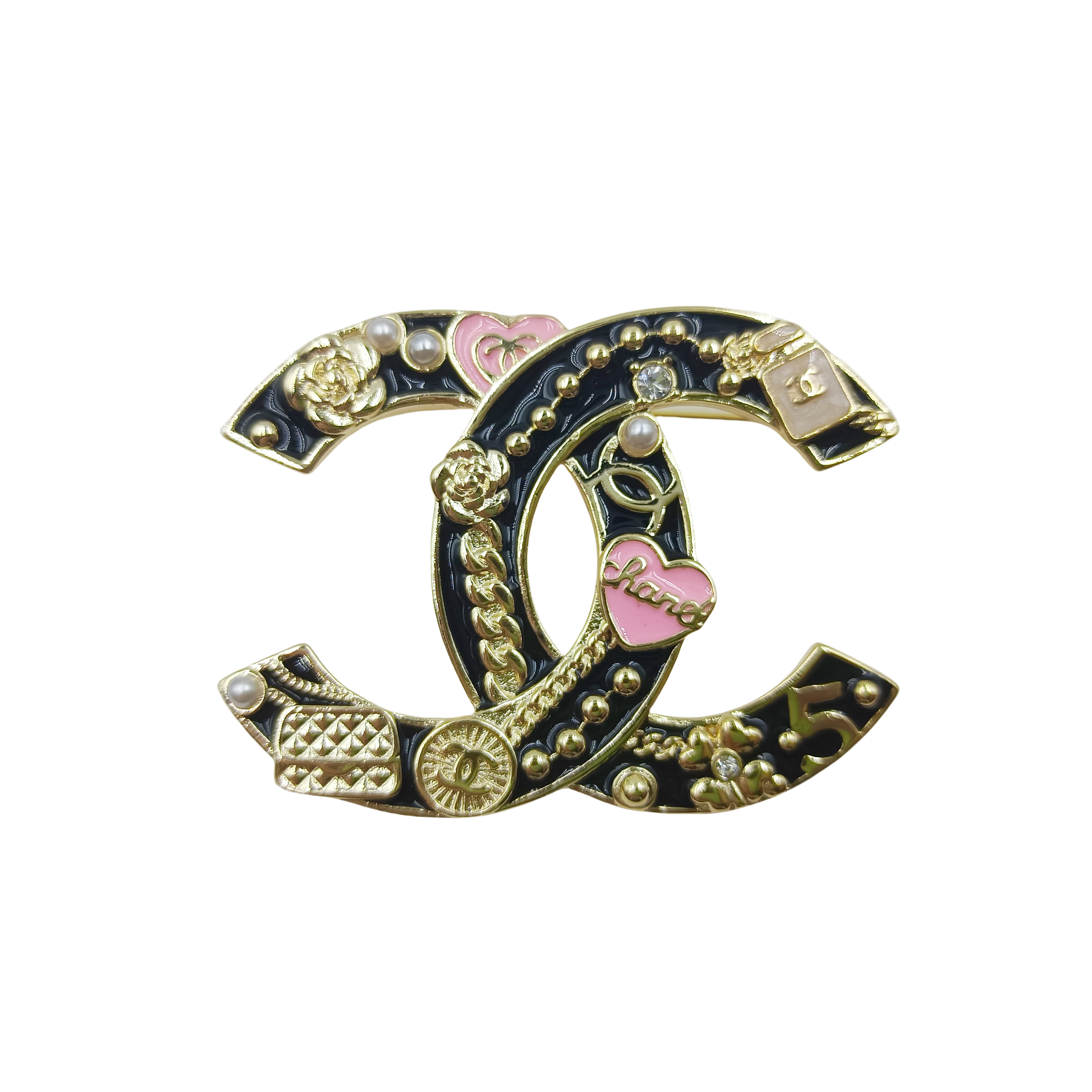 BCB349 Enamel CC brooch - ccjewelryacc