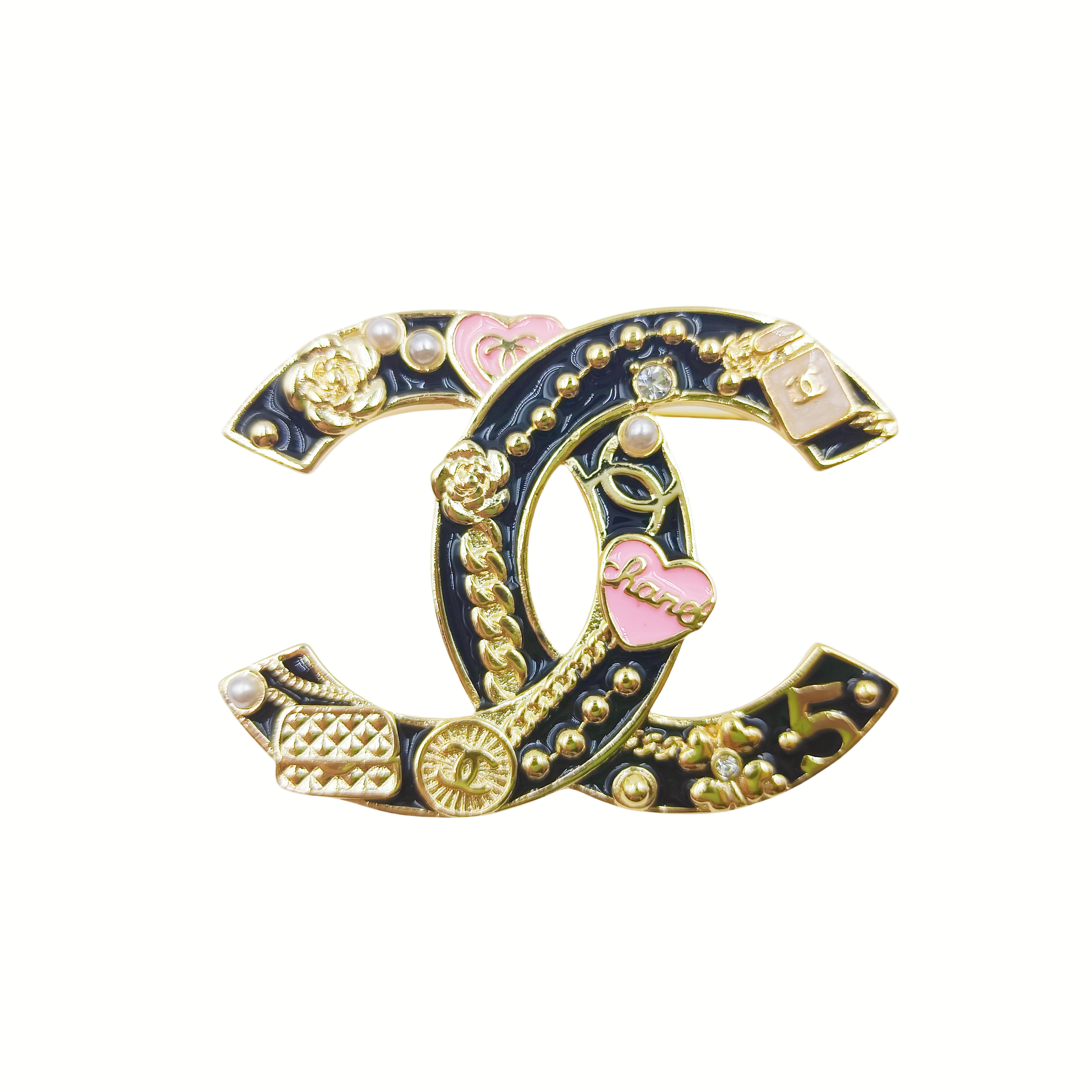 BCB349 Enamel CC brooch - ccjewelryacc
