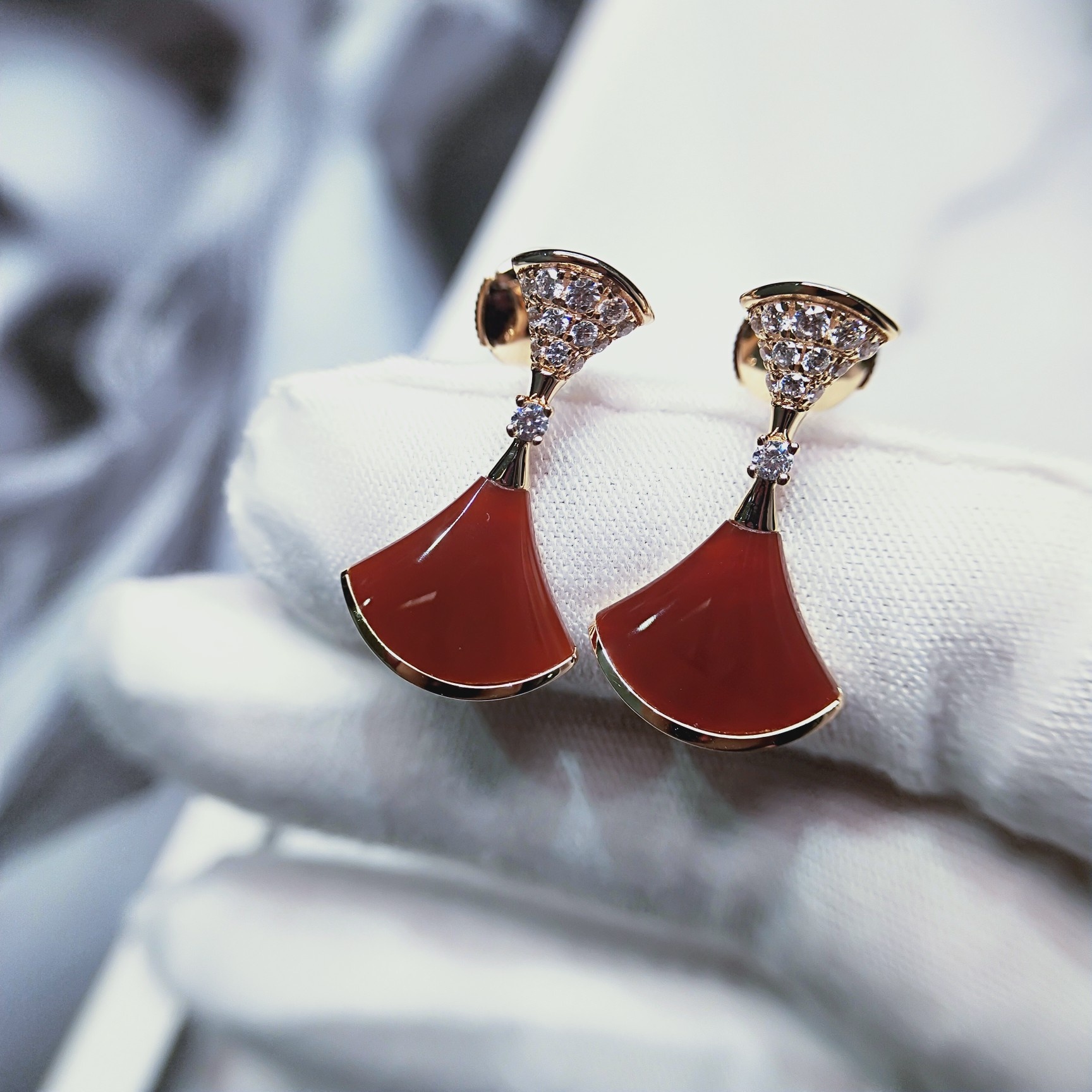 BGES009 S925 Sterling silver stone and diamond  Divas dream earrings - ccjewelryacc