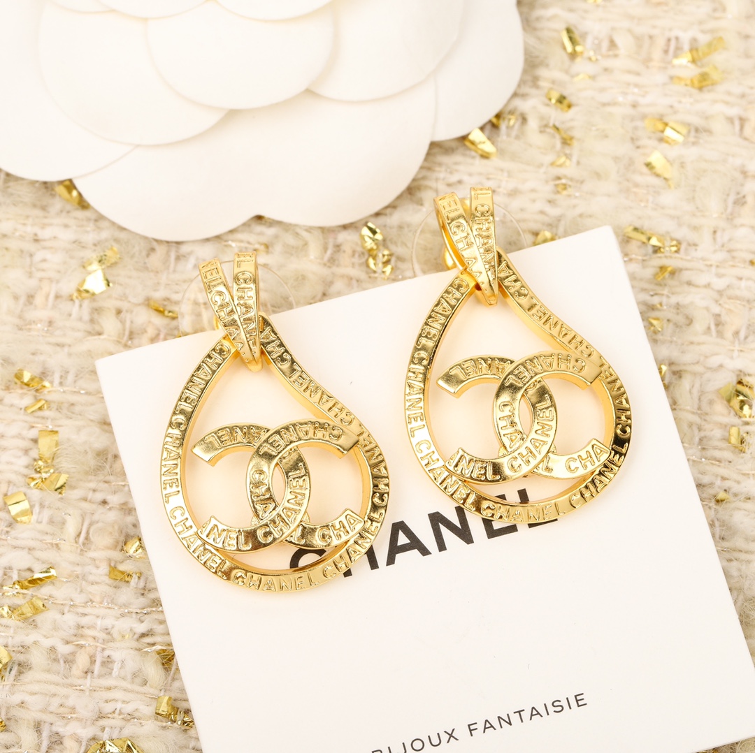 CCE883 Vintage drop shape with letter pendant earrings - ccfashionjewelry