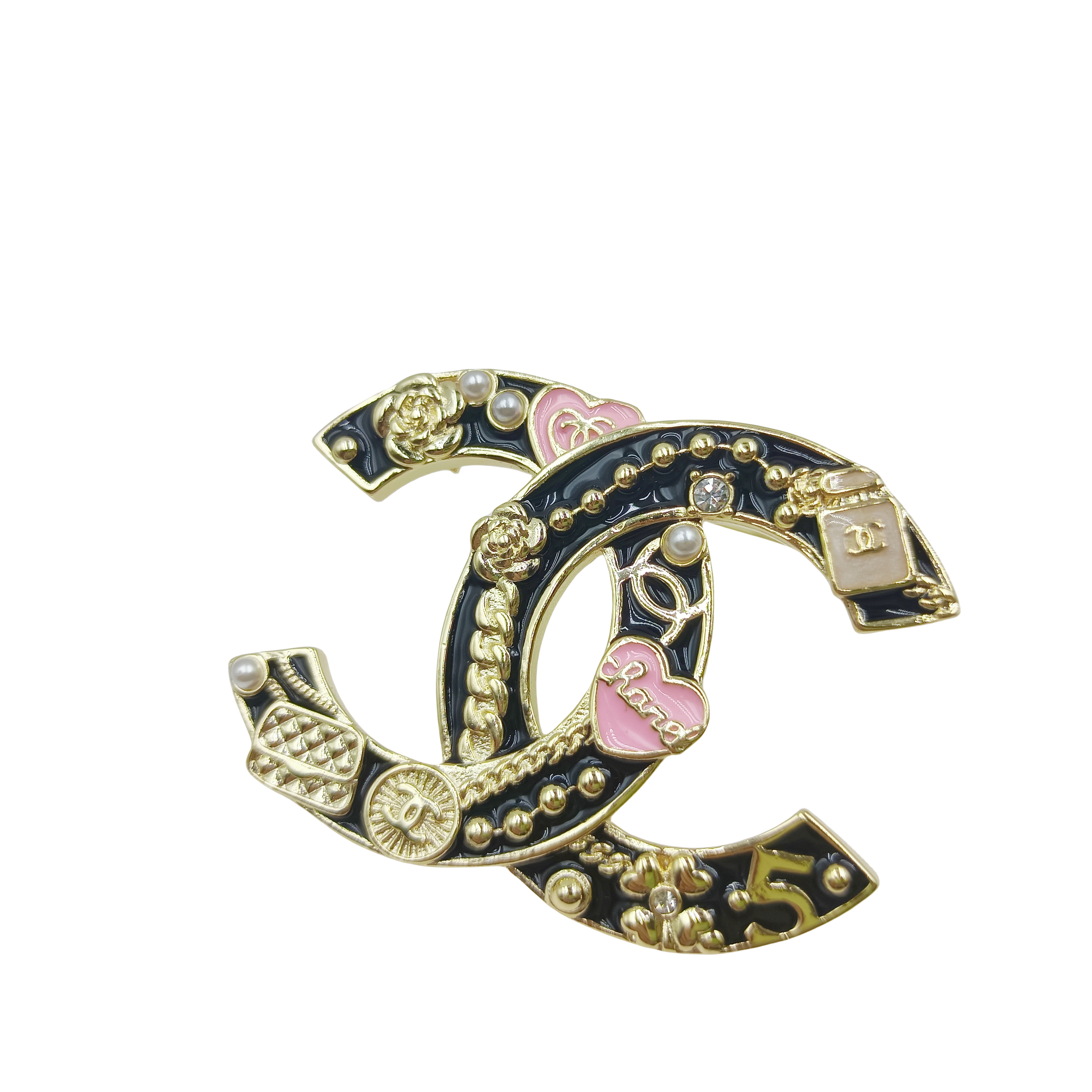 BCB349 Enamel CC brooch - ccjewelryacc