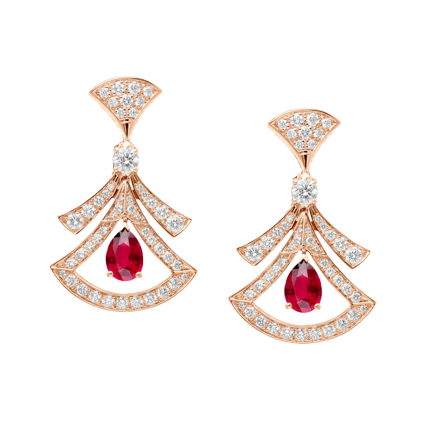 BGE029 Red gemstone and Full diamond Divas dream earrings - ccfashionjewelry