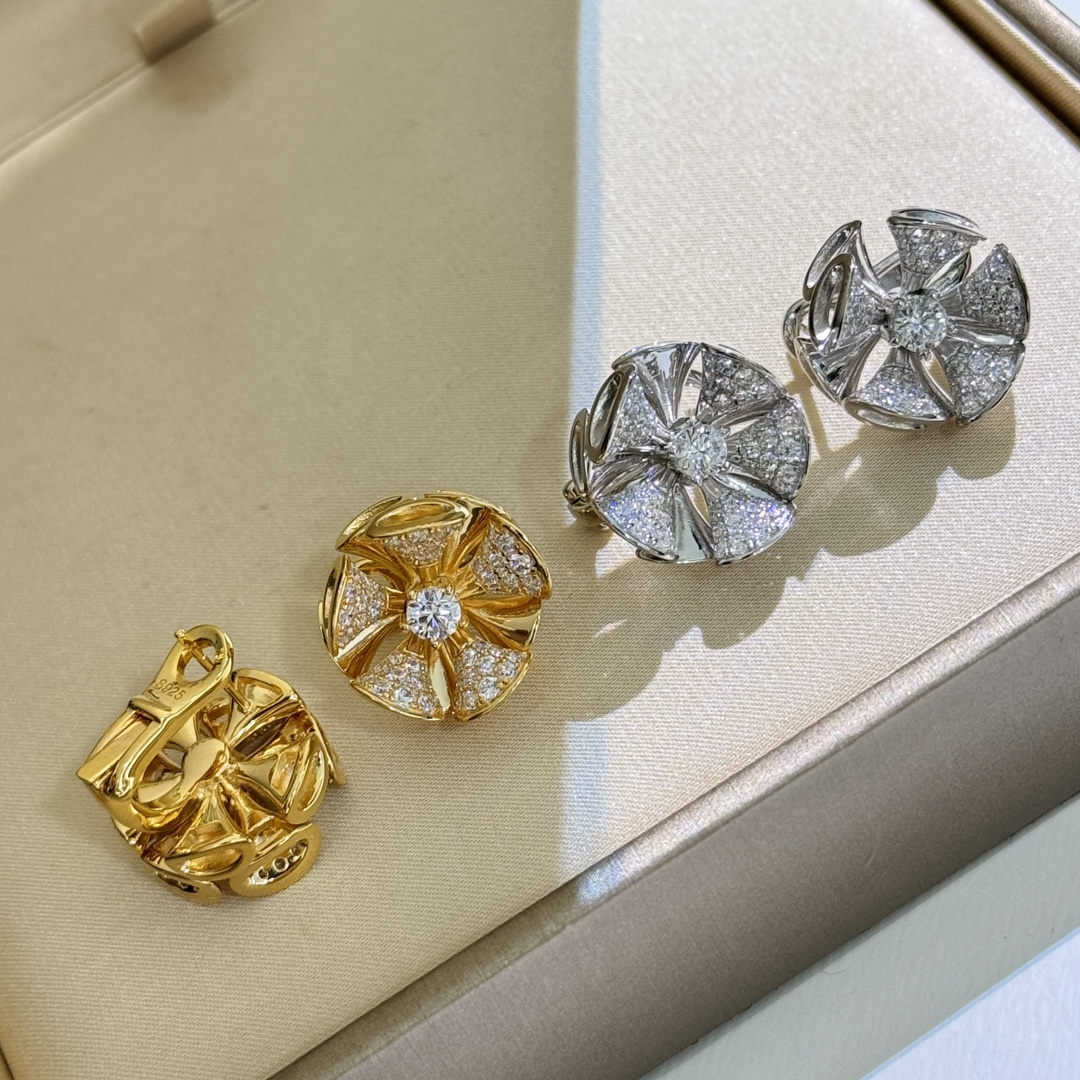 BGES013 S925 Sterling silver and diamond  Divas' dream earrings clip - ccjewelryacc