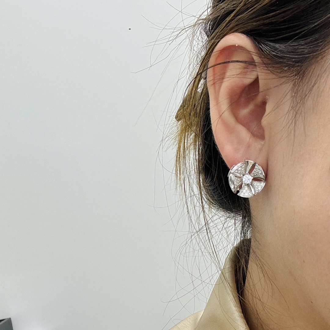 BGES013 S925 Sterling silver and diamond  Divas' dream earrings clip - ccjewelryacc