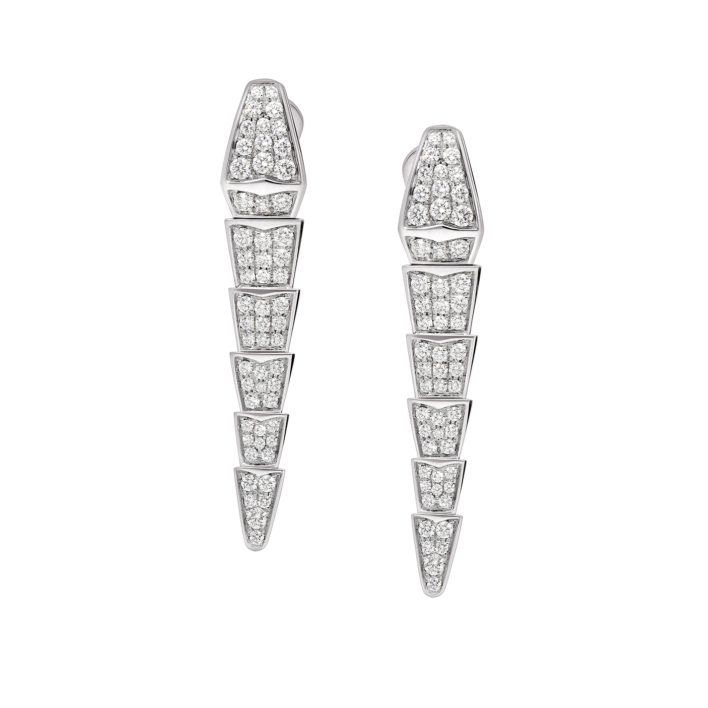 BGEV001 18k Gold Full diamond and mother of pearl Serpenti viper earrings clip - ccjewelryacc