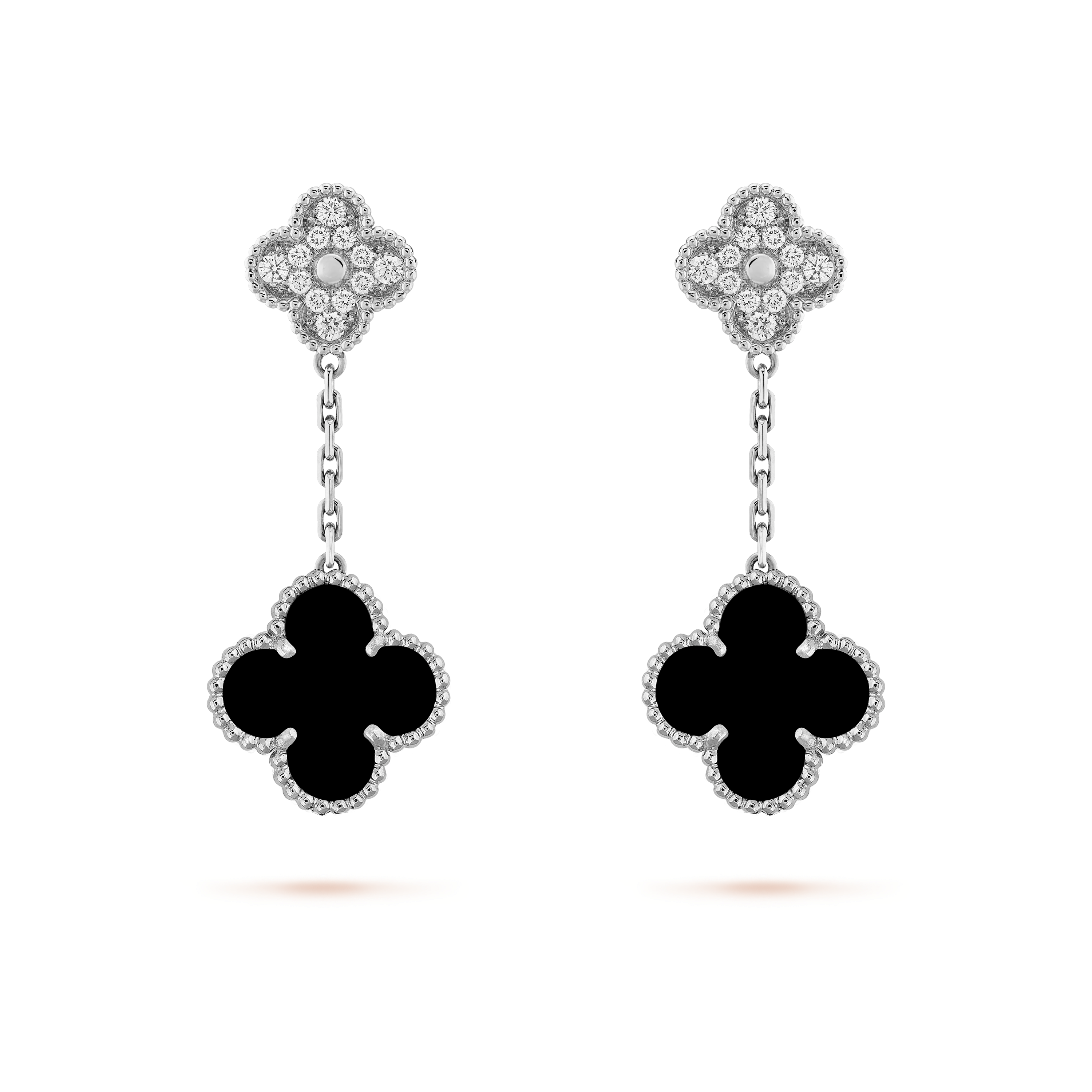 VCEV002 18k Gold VCA 2 motif magic alhambra earring clips - ccfashionjewelry