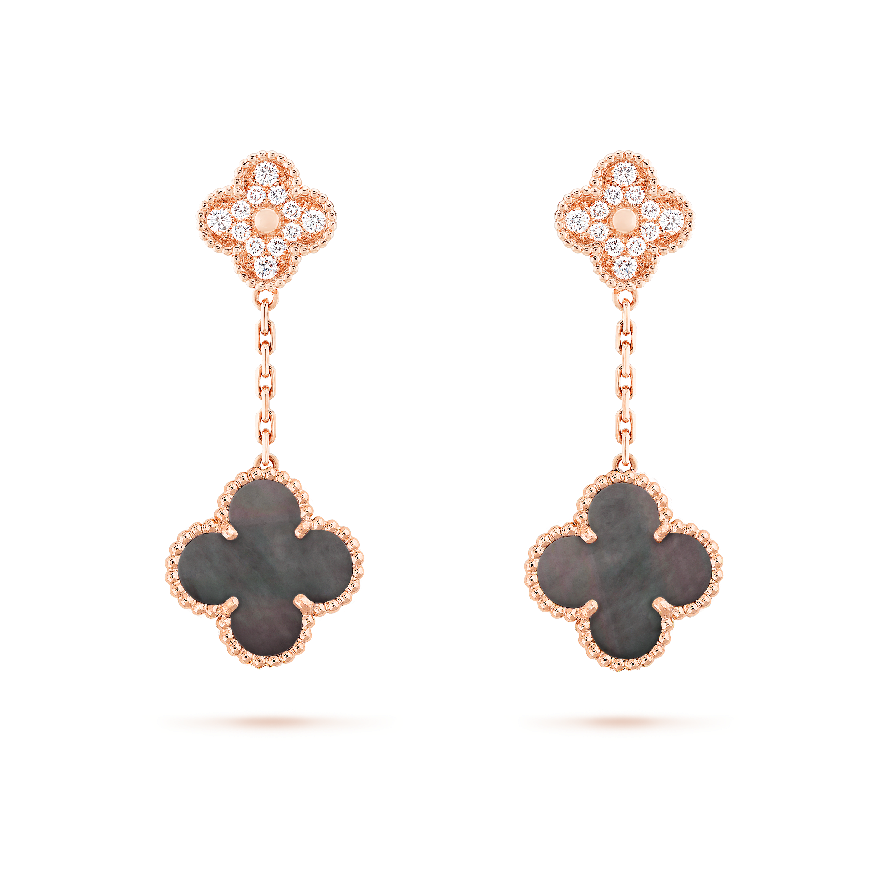 VCEV002 18k Gold VCA 2 motif magic alhambra earring clips - ccfashionjewelry