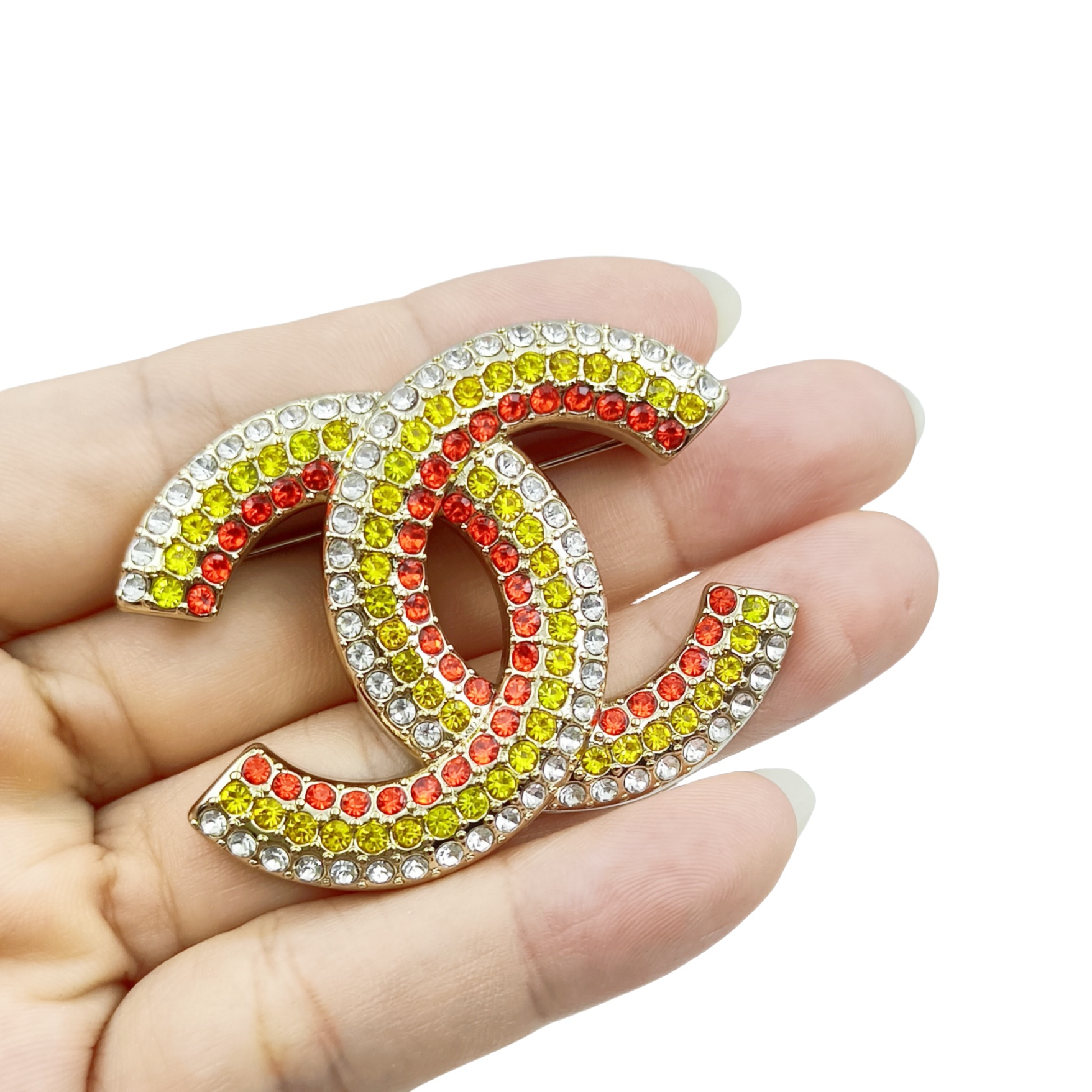 BCB371 Full crystal CC rainbow brooch - ccjewelryacc