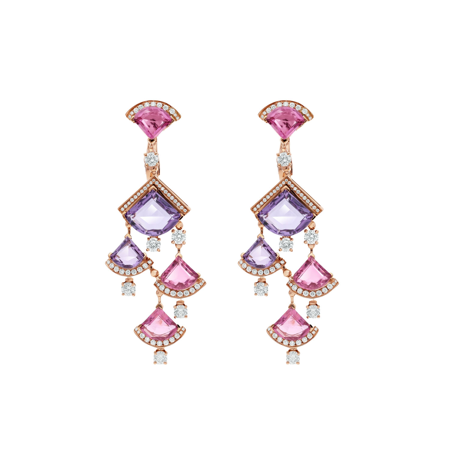 BGE025 Red gemstone diamond divas dream earrings - ccfashionjewelry