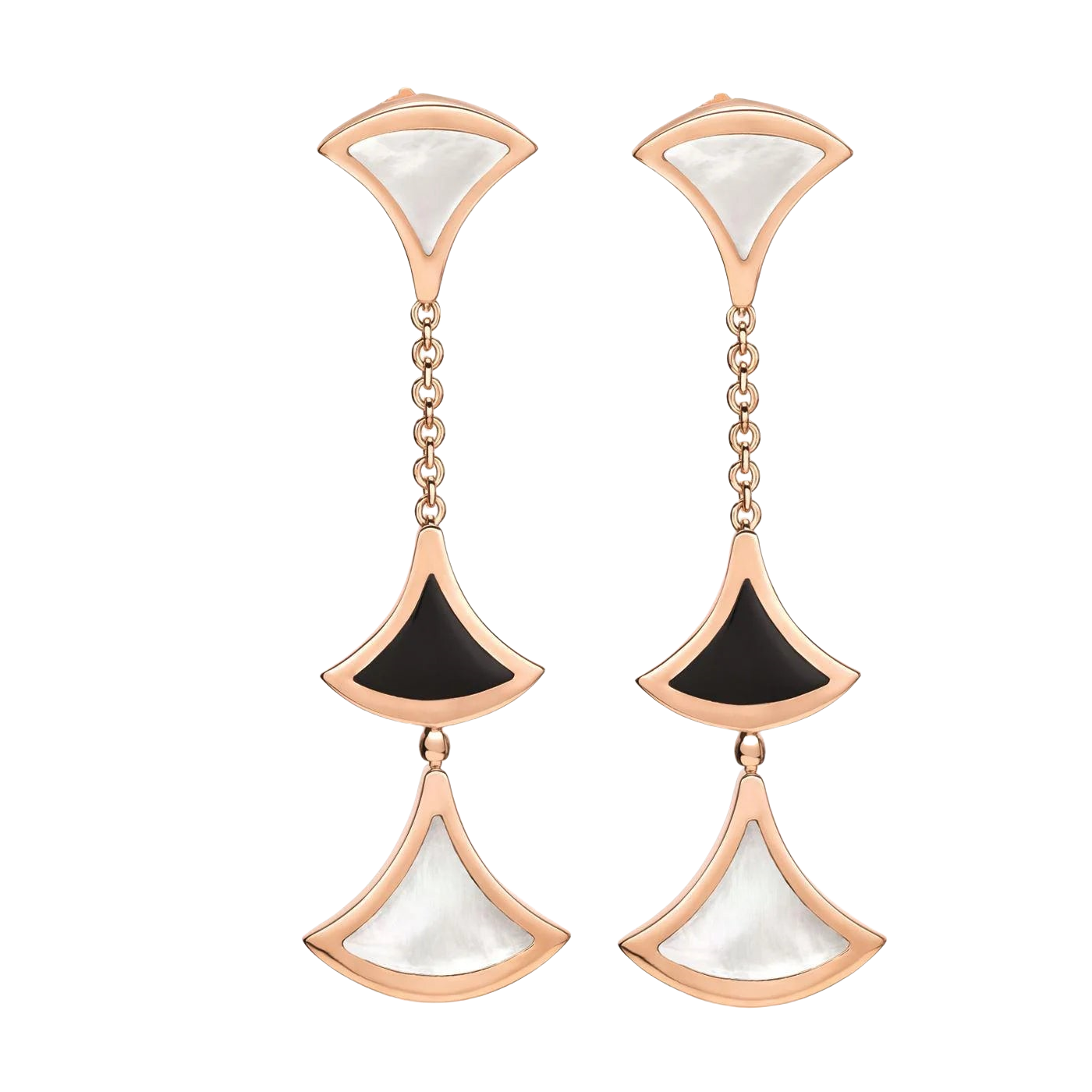BGE027 3 motifs onyx Divas dream earrings rose gold - ccjewelryacc