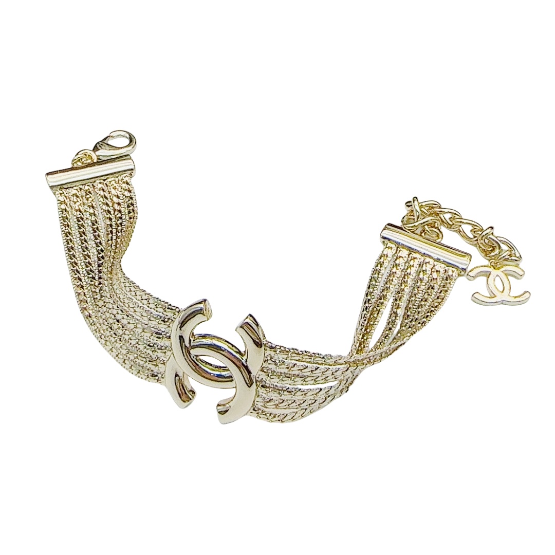 CCS191 Metal Multi-layer snake chain bracelet with cc logo - ccjewelryacc