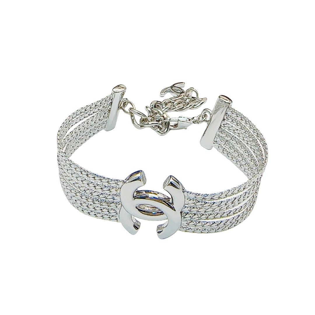 CCS191 Metal Multi-layer snake chain bracelet with cc logo - ccfashionjewelry