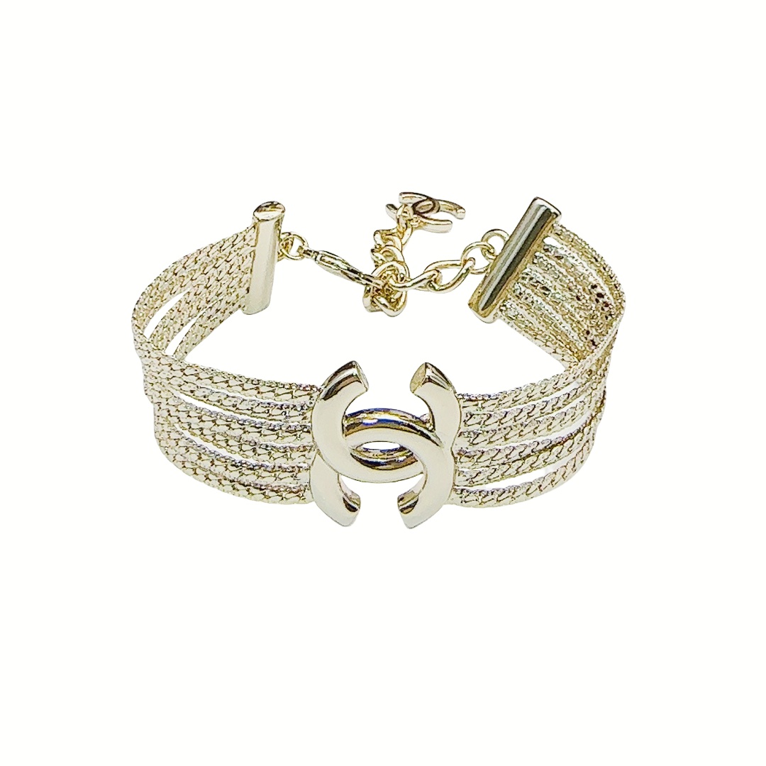 CCS191 Metal Multi-layer snake chain bracelet with cc logo - ccfashionjewelry
