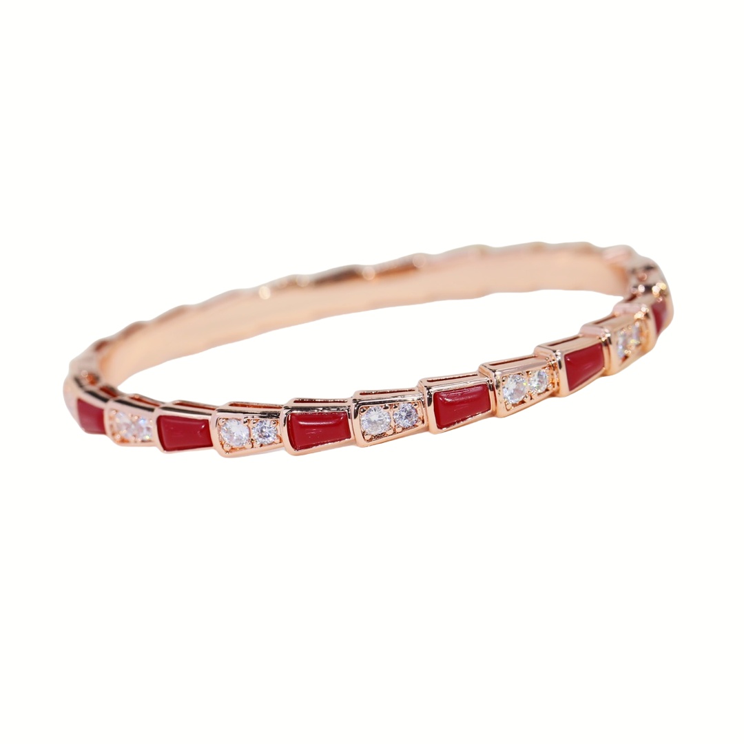 BGS009 Serpenti viper bracelet Half diamond and Red onyx - ccjewelryacc