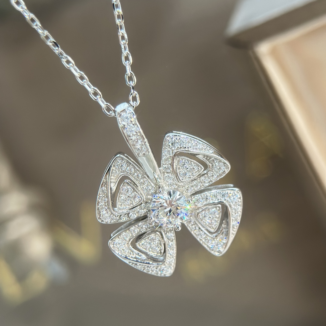 BGNS009 S925 sterling silver diamond  Fiorever Necklace - ccjewelryacc