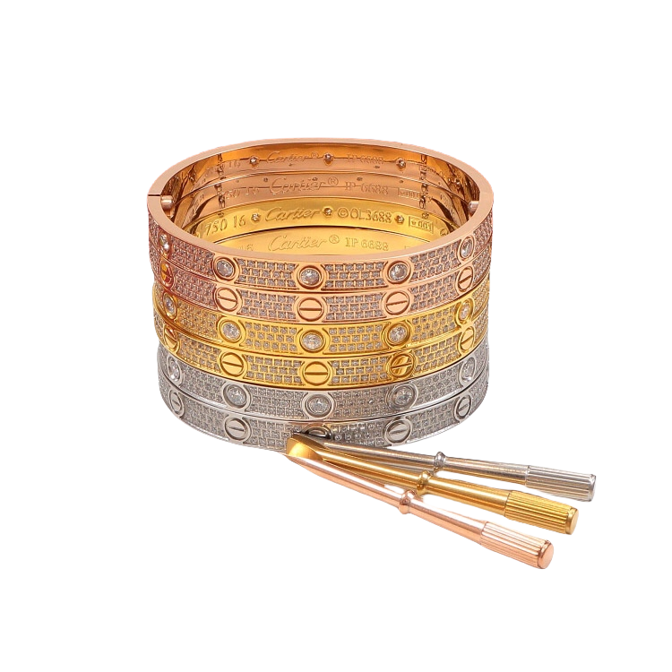 CTS002 Diamond Love bangle bracelet 6mm - ccjewelryacc