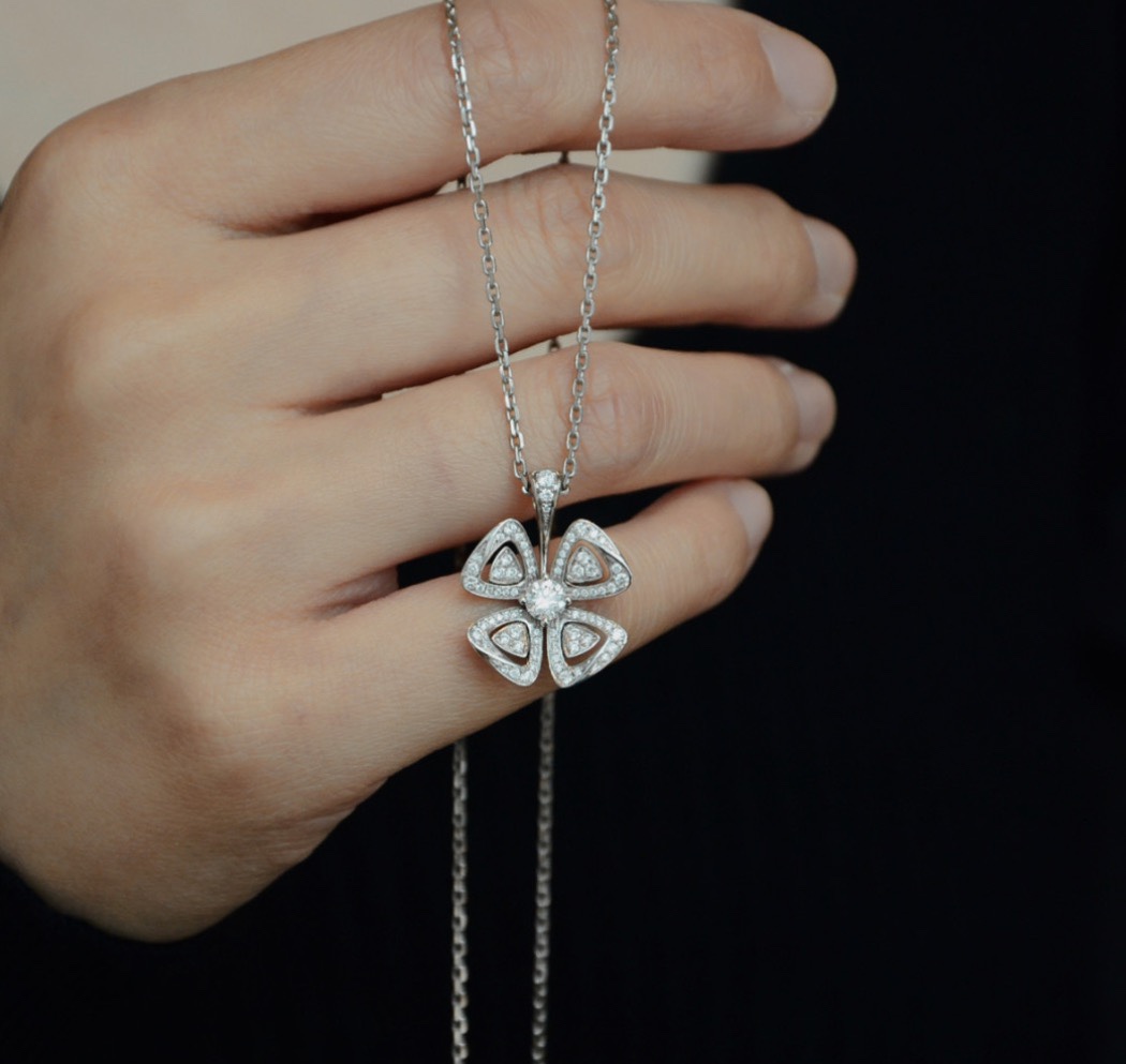 BGNS009 S925 sterling silver diamond  Fiorever Necklace - ccjewelryacc