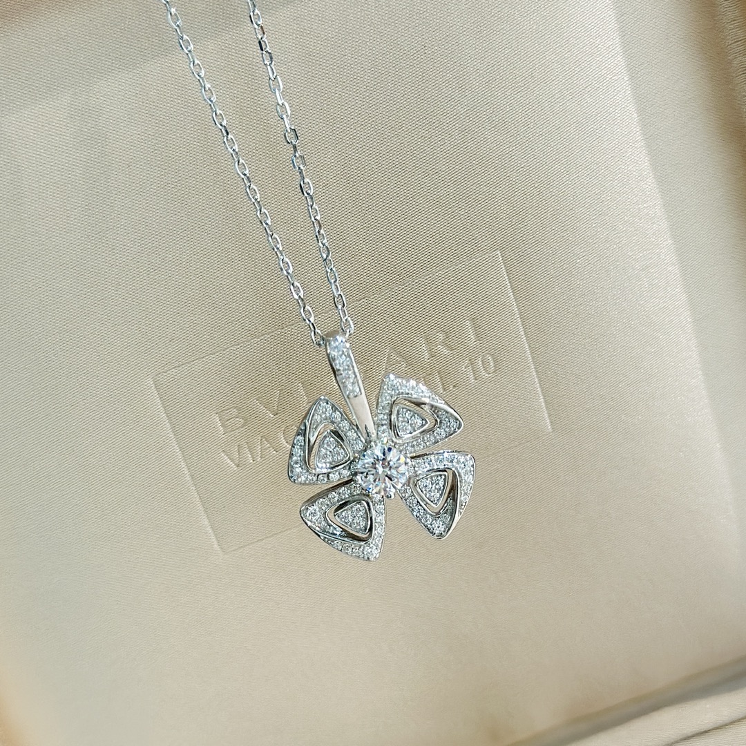 BGNS009 S925 sterling silver diamond  Fiorever Necklace - ccjewelryacc